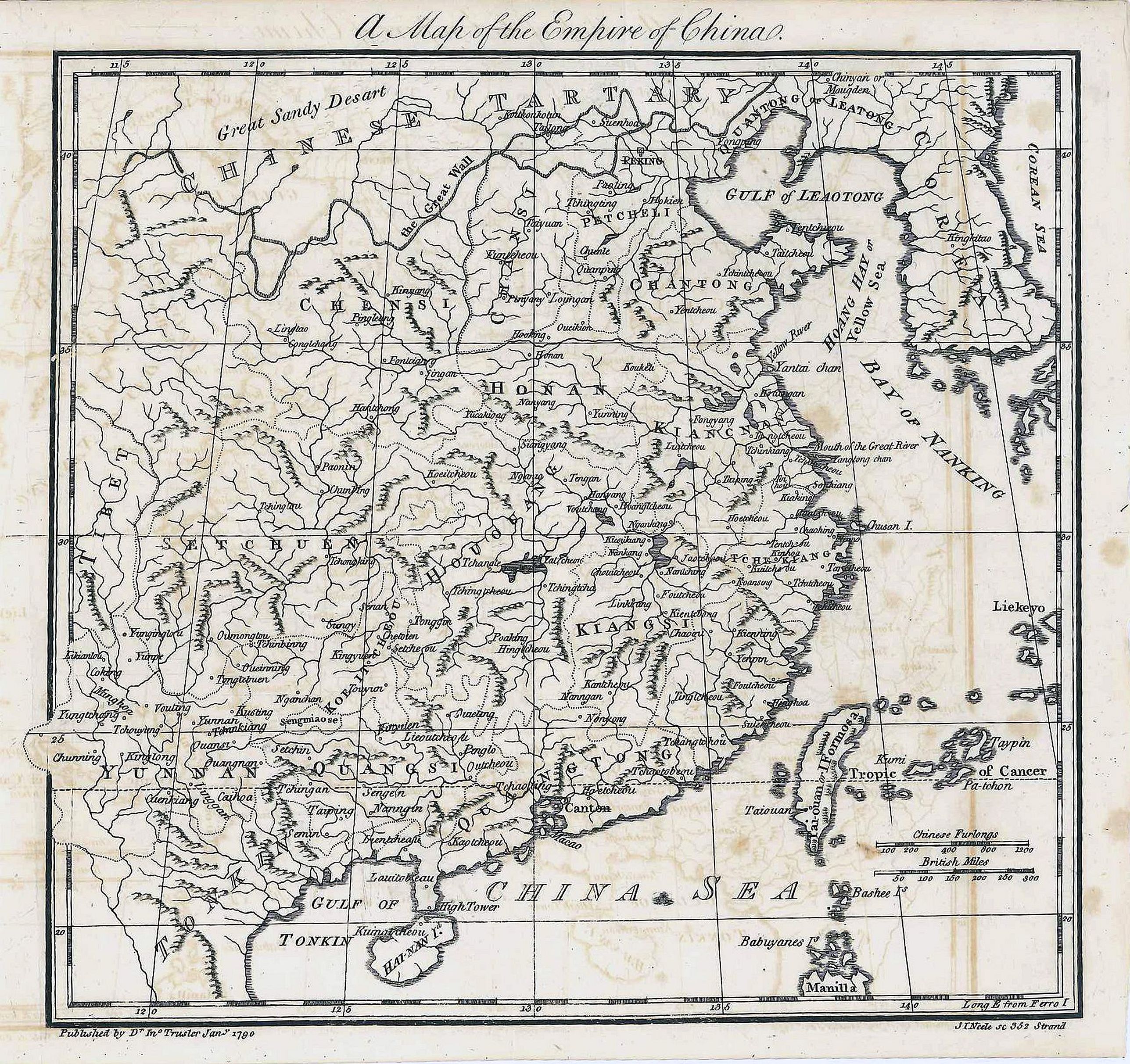 TRUSLER, J., A Map of the Empire of China., antique map, old maps