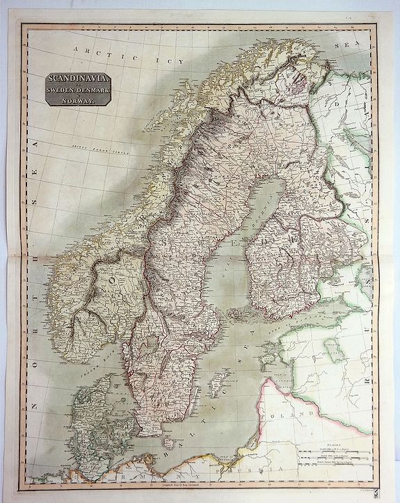 THOMSON, J., Scandinavia, or Sweden, Denmark & Norway., antique map, old maps