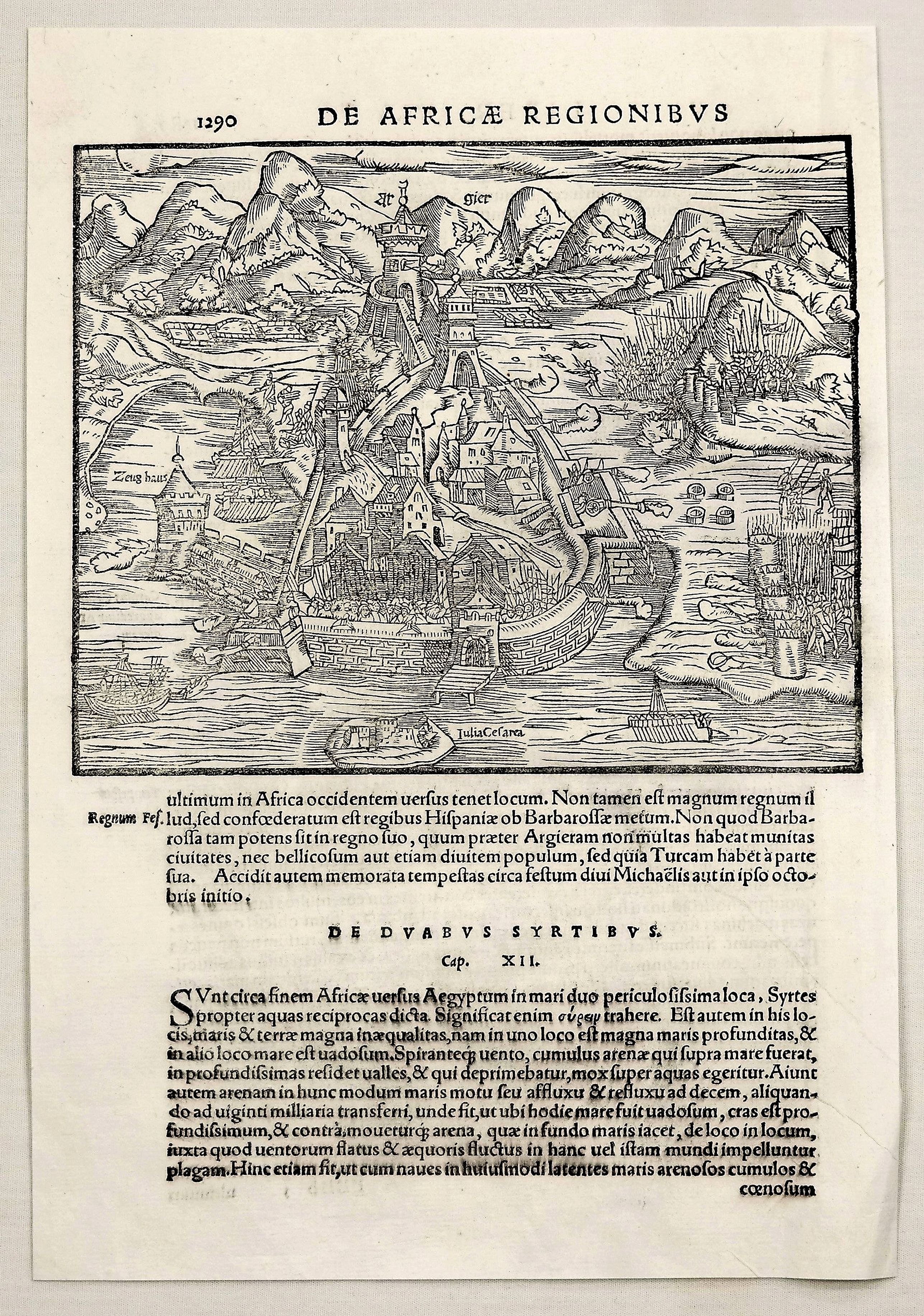 MÜNSTER, S., De Africae Regionibus., antique map, old maps