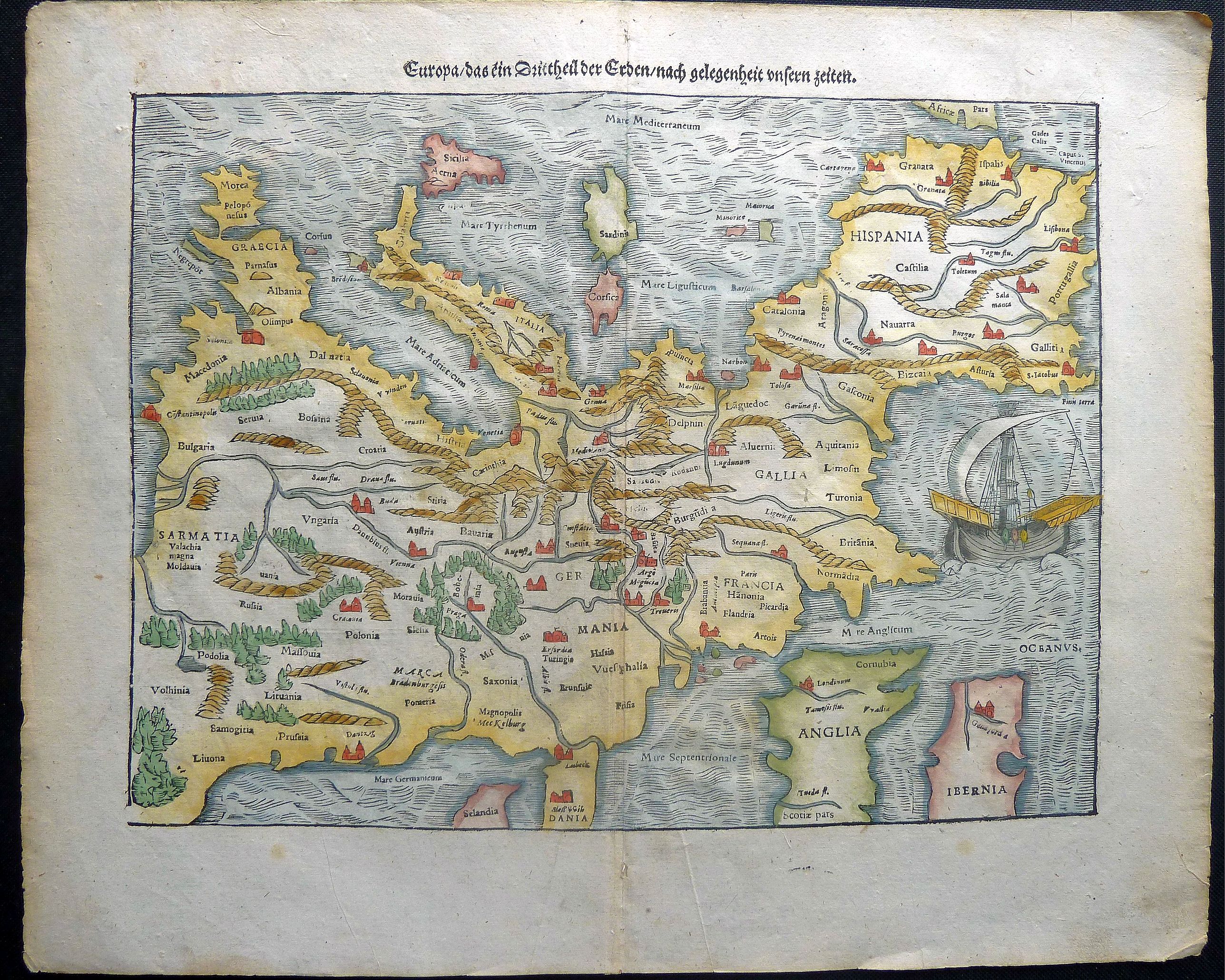 Münster, Sebastian., Europa, das ein Drittheil der Erden / nach gelegenheit unsern zeiten., antique map, old maps