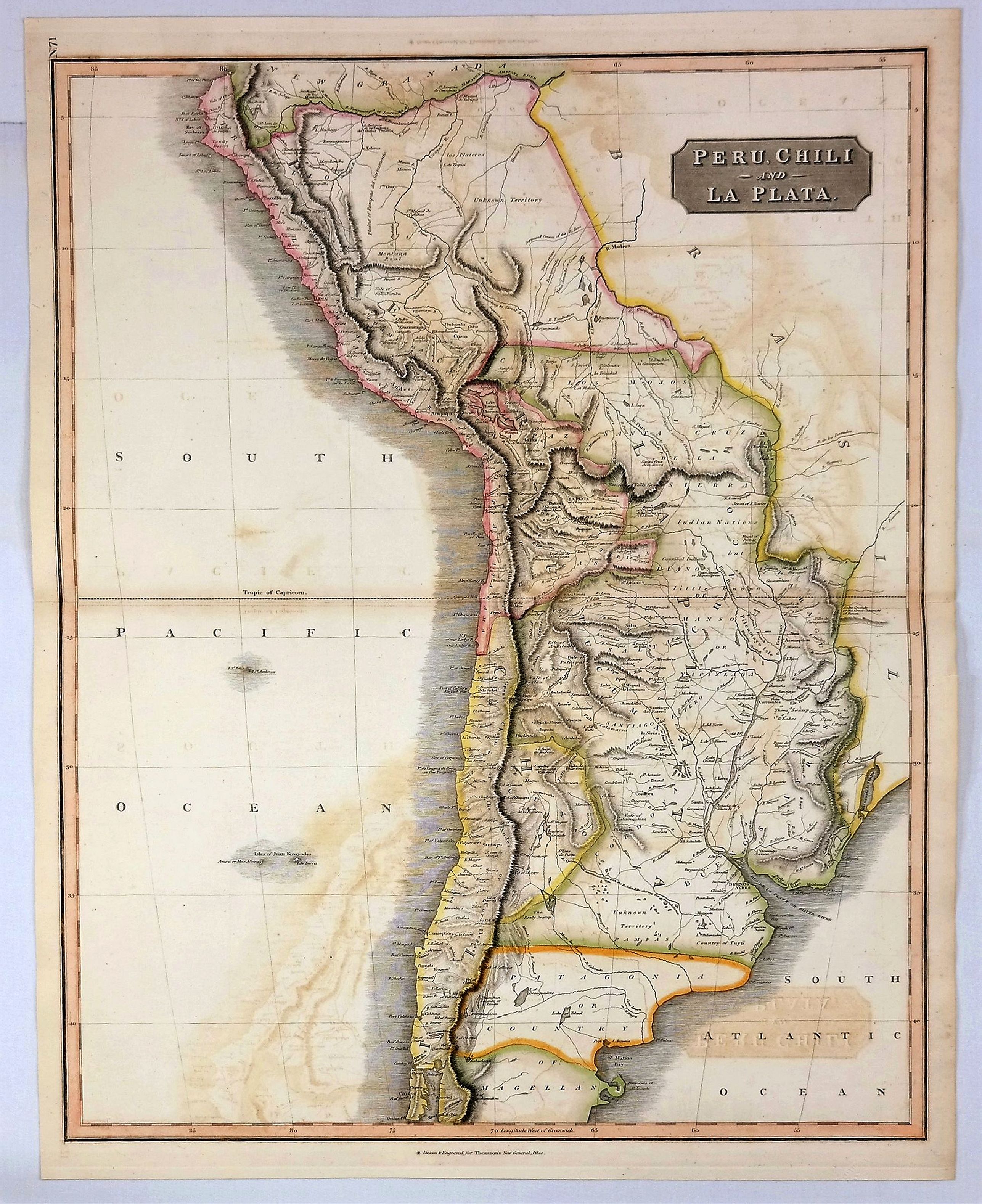 THOMSON, J., Peru, Chili and La Plata., antique map, old maps