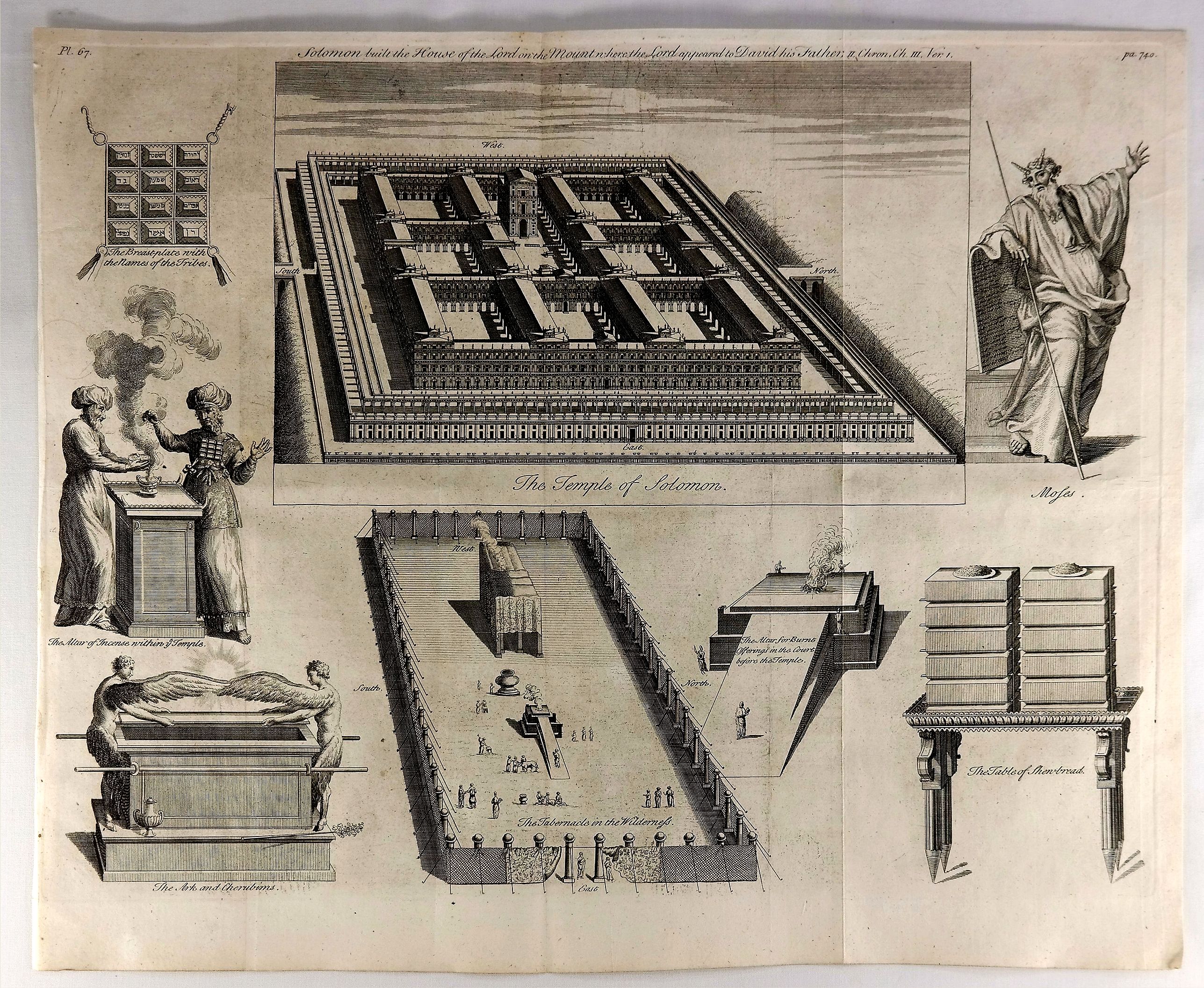 STACKHOUSE, Solomon Built the House of the lord on the Mount Where the Lord Appeared to David His Father. II Chronicle, Chapter III, Verse 1., antique map, old maps