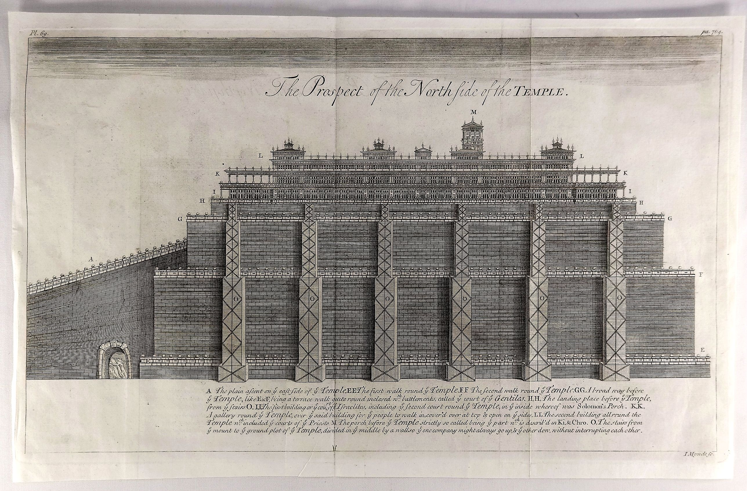 UNKNOWN., The Prospect of the North Side of the Temple., antique map, old maps