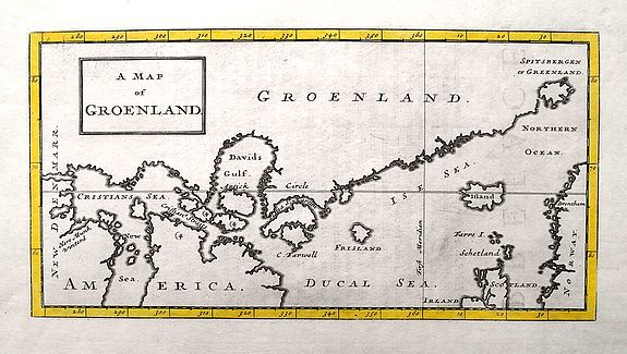 MONCK, J., A Map of Groenland., antique map, old maps