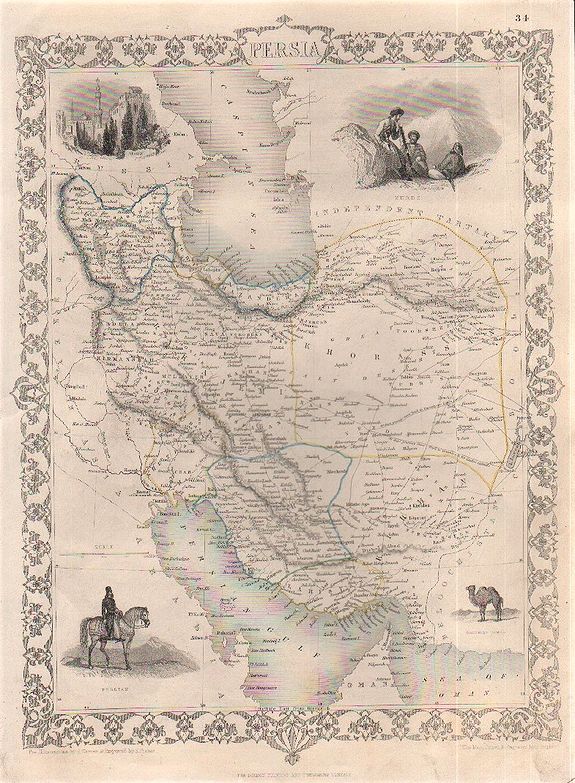 John Tallis - John Rapkin., Persia. , antique map, old maps