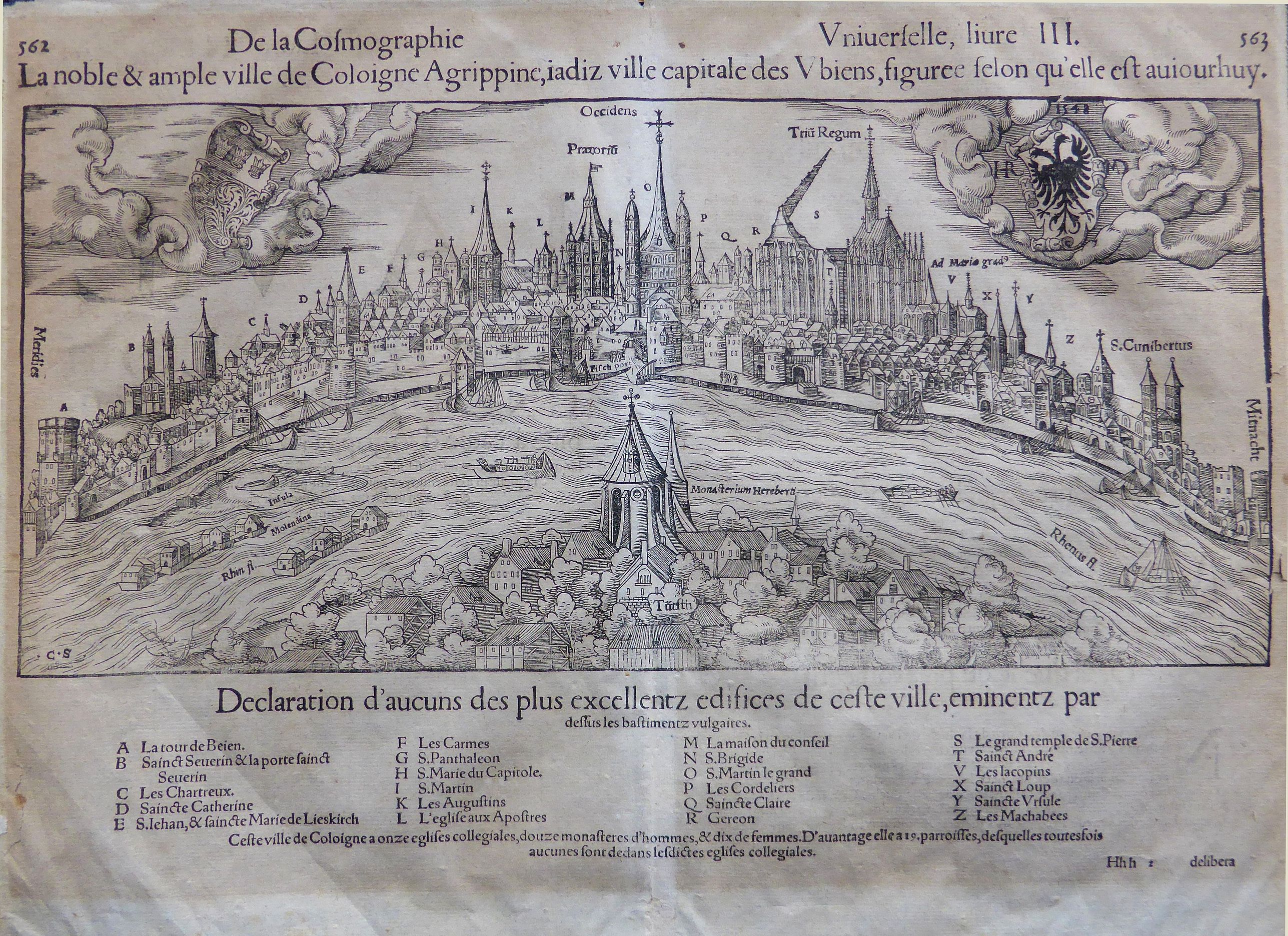 MUNSTER, Sebastian, La noble & ample ville de Coloigne. , antique map, old maps