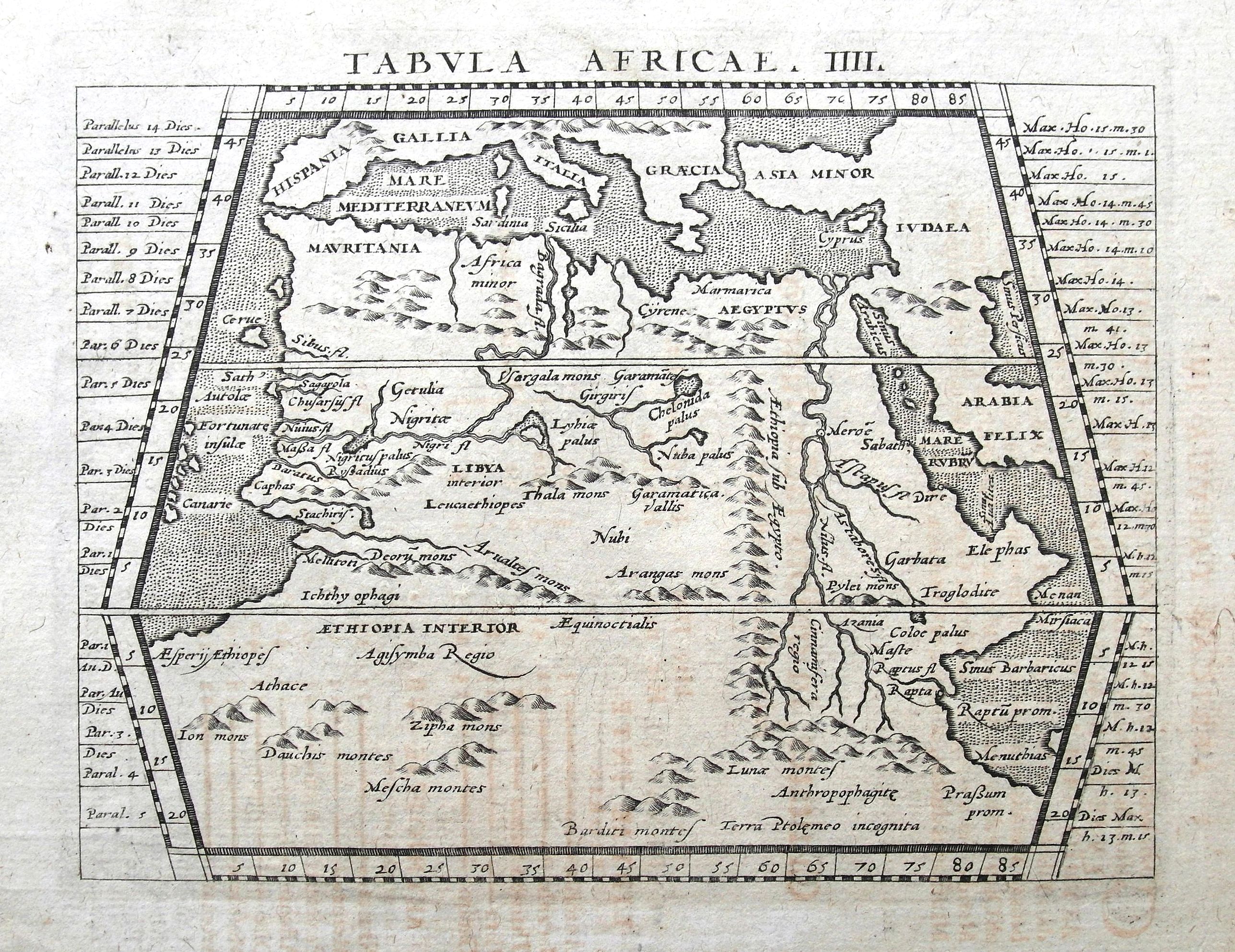 JANSSON, J., Tabula Africae IIII., antique map, old maps