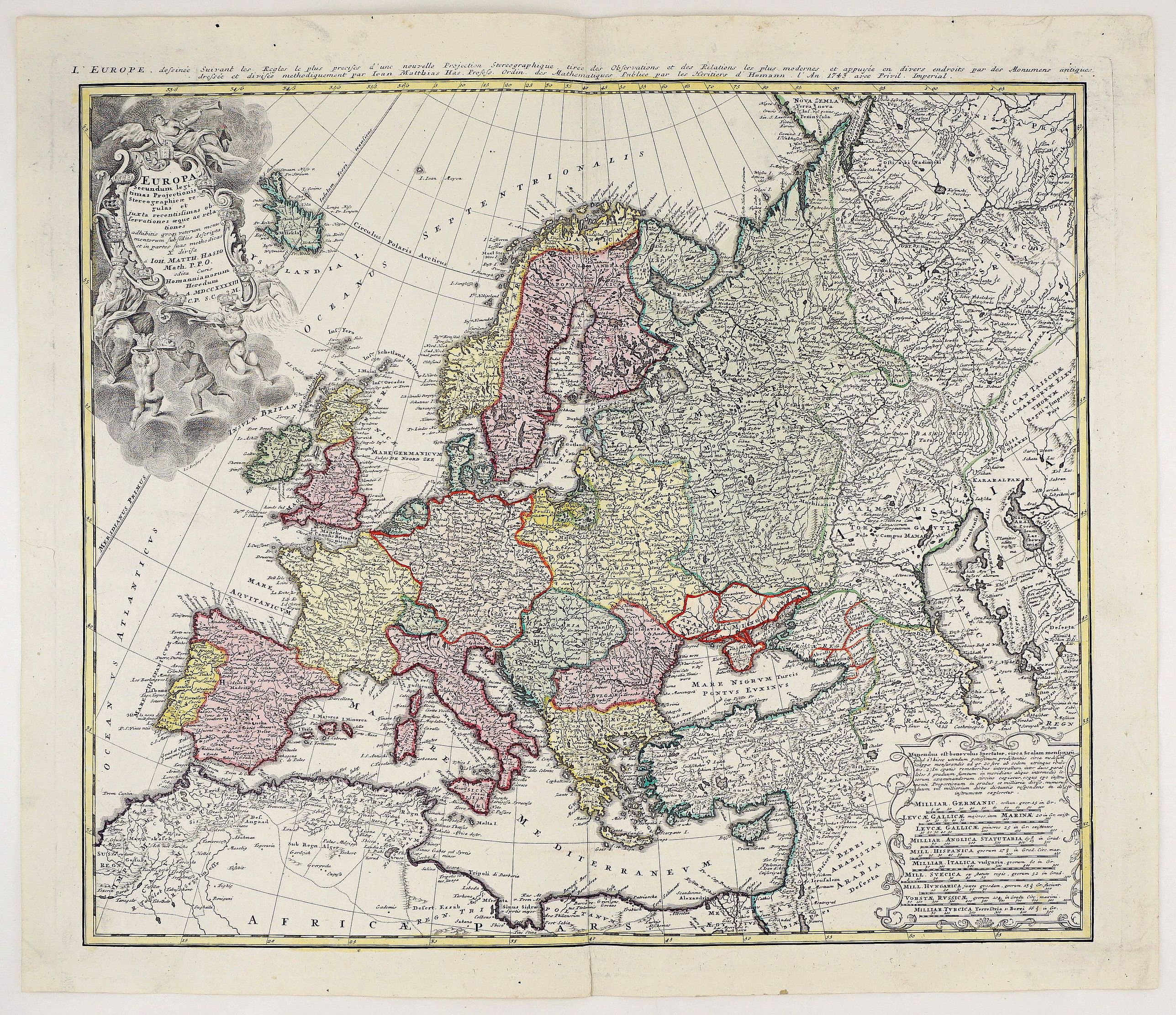 HOMANN HEIRS / HAAS, J.M., Europa Secundum Legitimas Projectionis Stereographicae Regulas et Juxta Recentissimas Observationes Aeque ac Relationes. . ., antique map, old maps