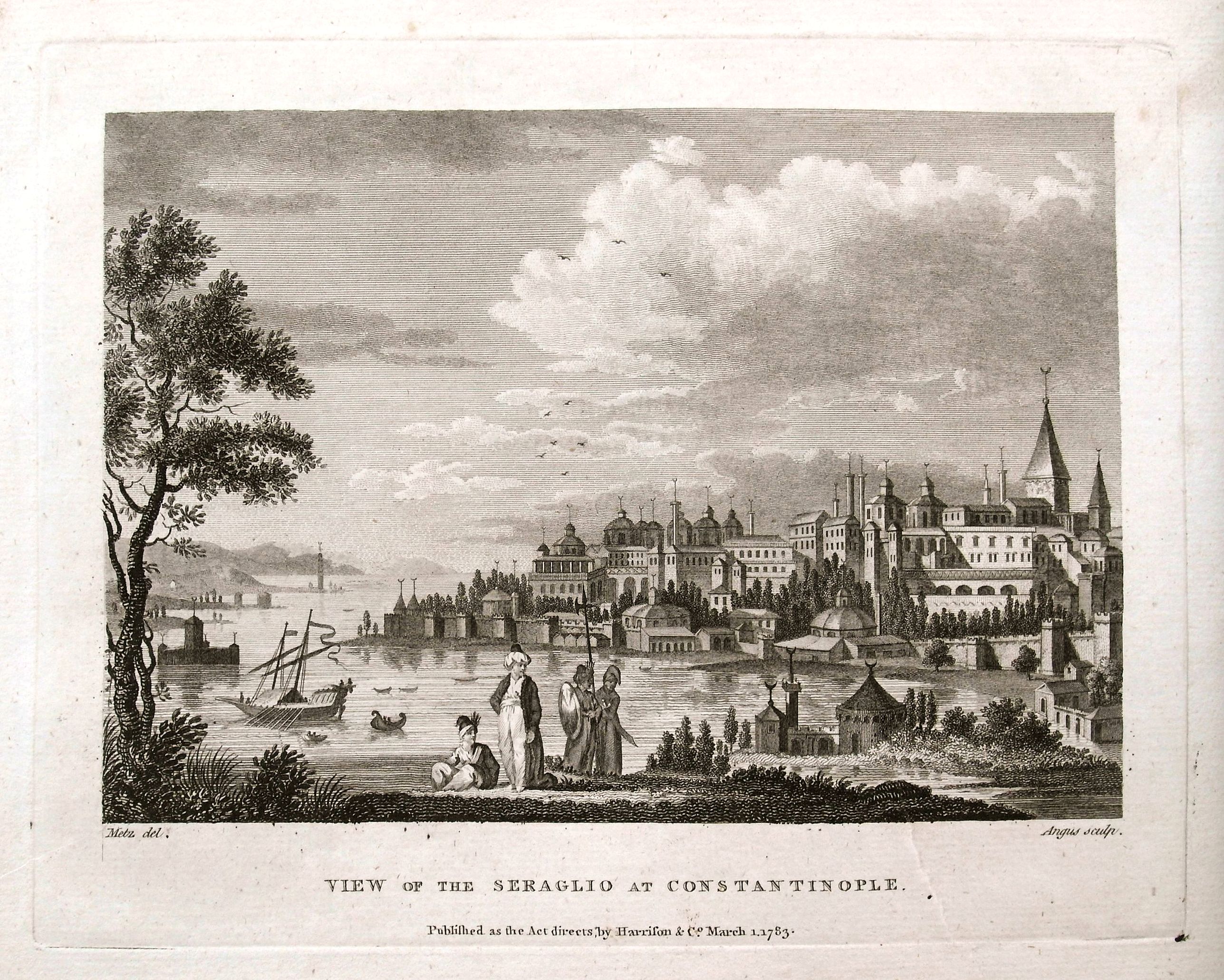 ANGUS, W., View of the Seraglio at Constantinople., antique map, old maps