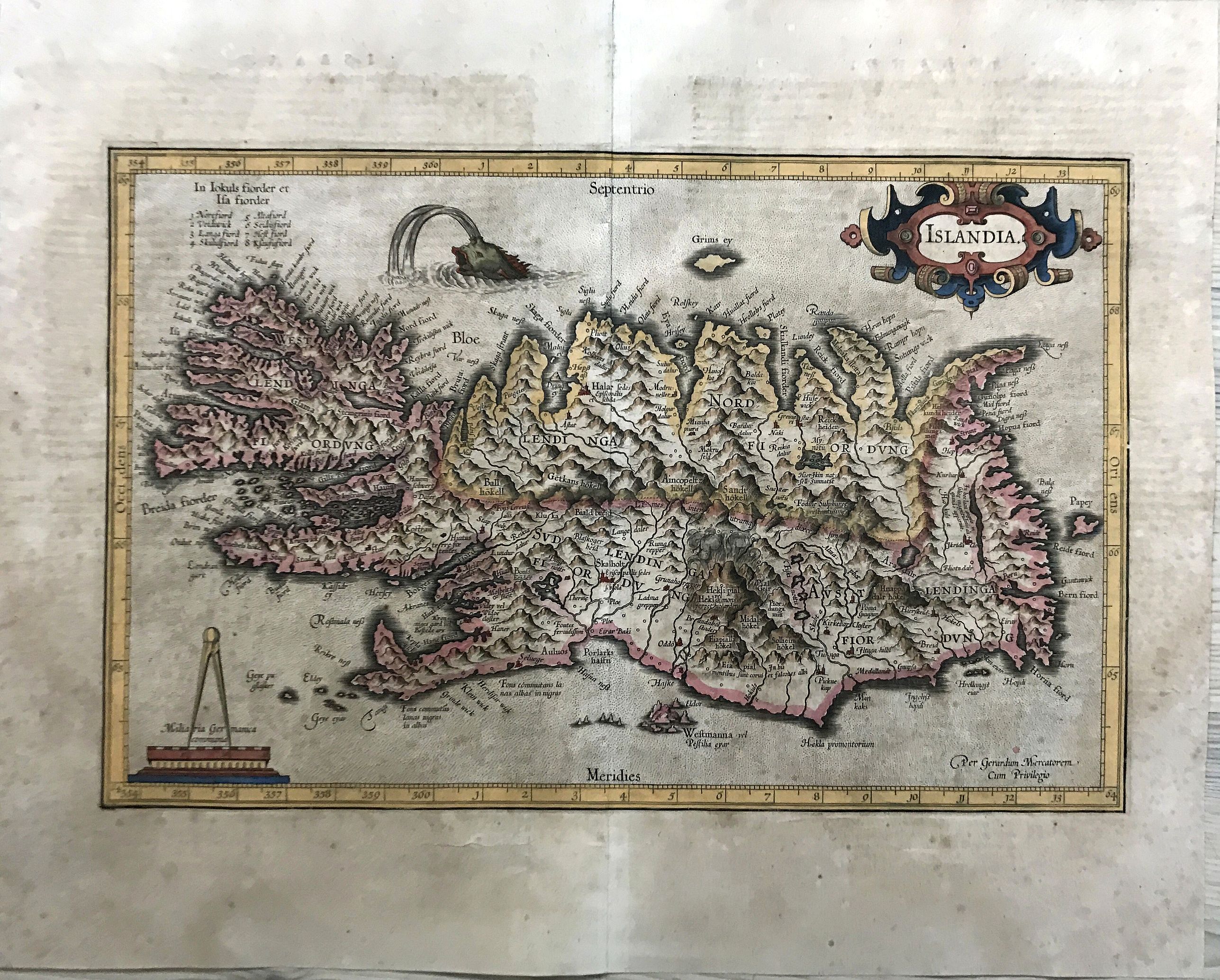 MERCATOR, G. / HONDIUS, J., Islandia., antique map, old maps