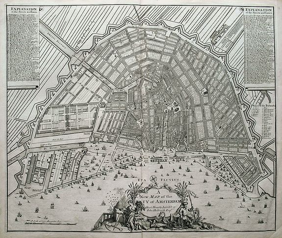 SENEX, J., A new map of the city of Amsterdam. . ., antique map, old maps
