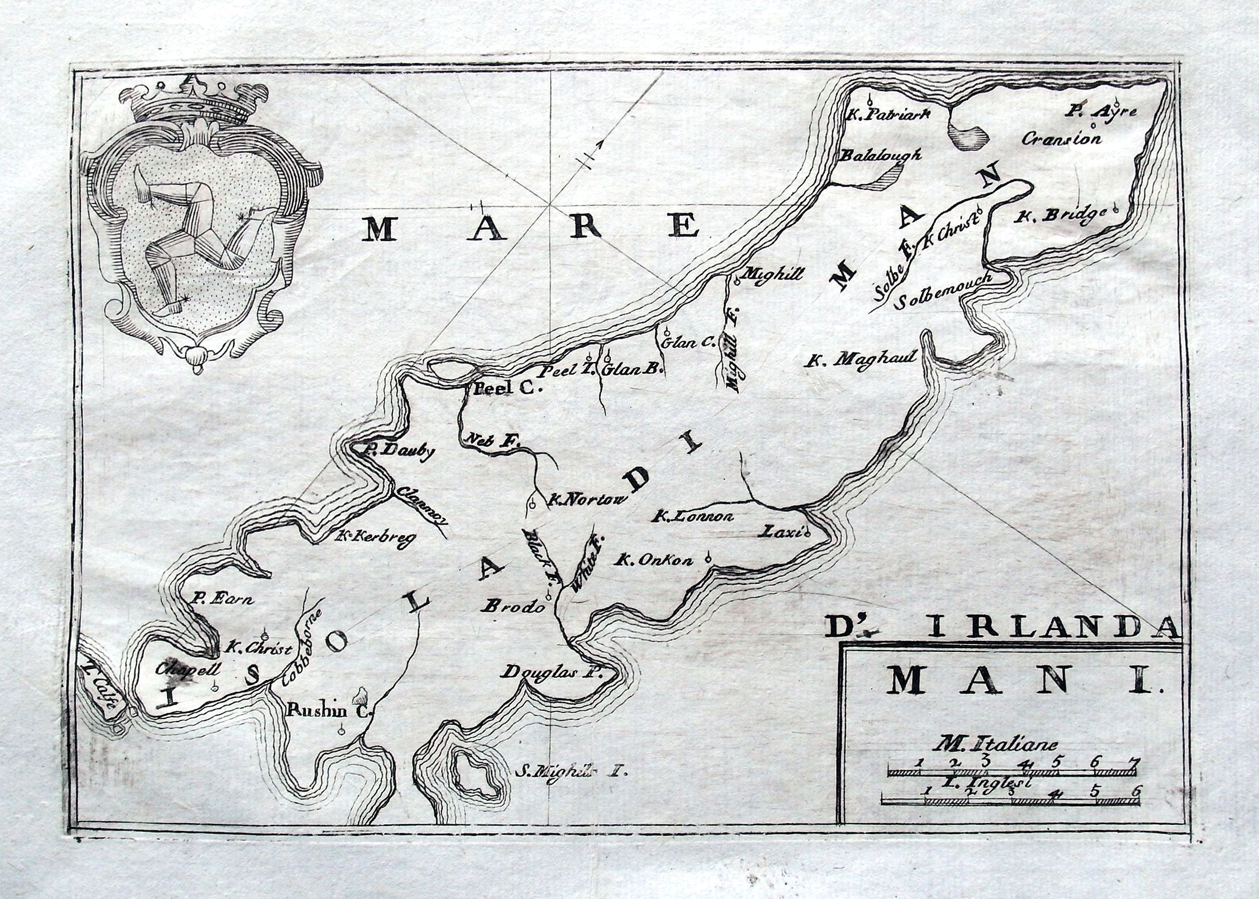 CORONELLI, V. M., D'Irlanda Mani., antique map, old maps