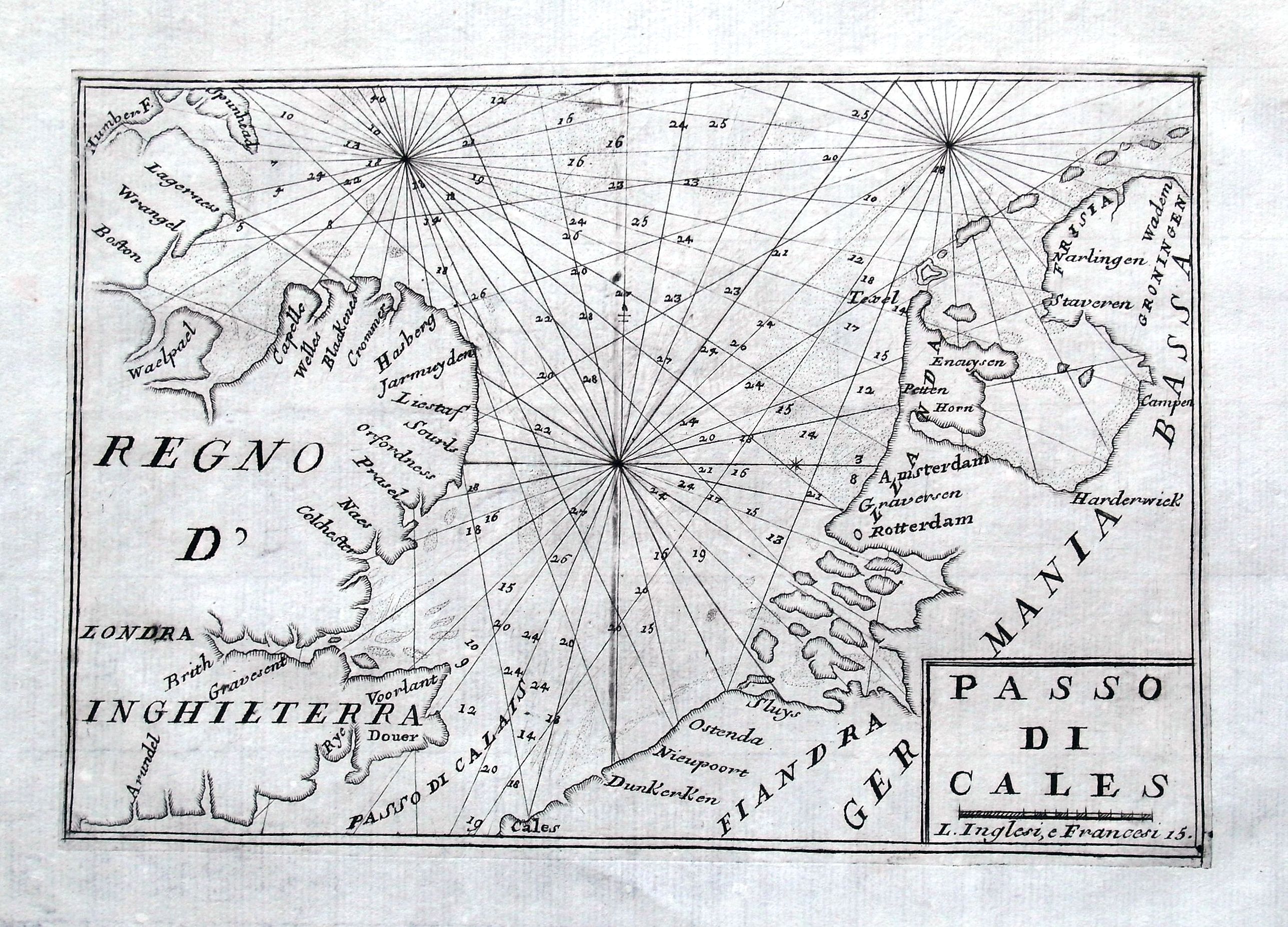 CORONELLI, V. M., Passo di Cales., antique map, old maps