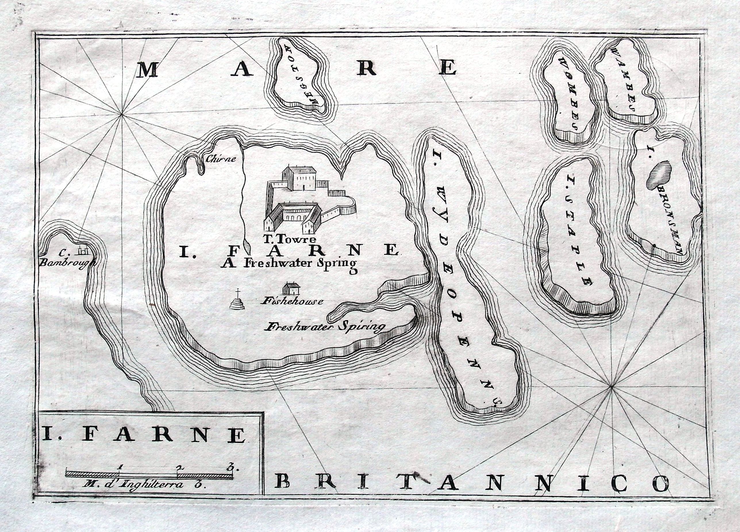 CORONELLI, V. M., I. Farne., antique map, old maps