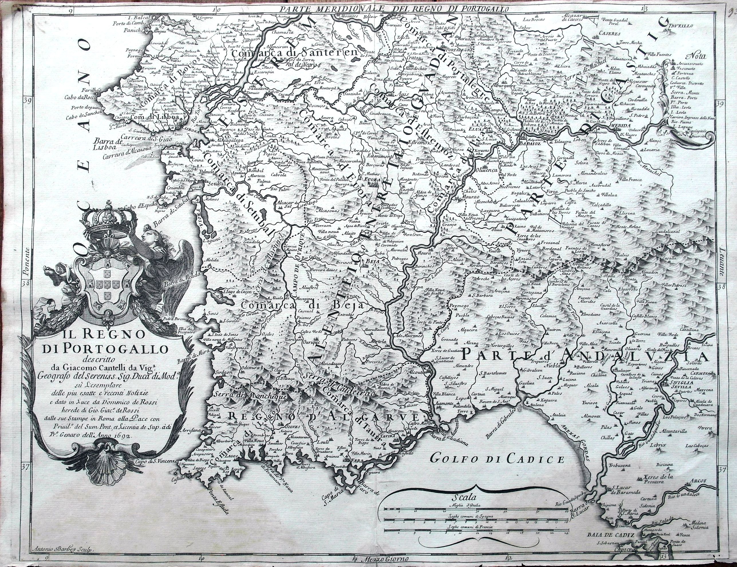 ROSSI, D., Il Regno di Portogallo descritto da Giamcomo Cantelli da Vignola..., antique map, old maps