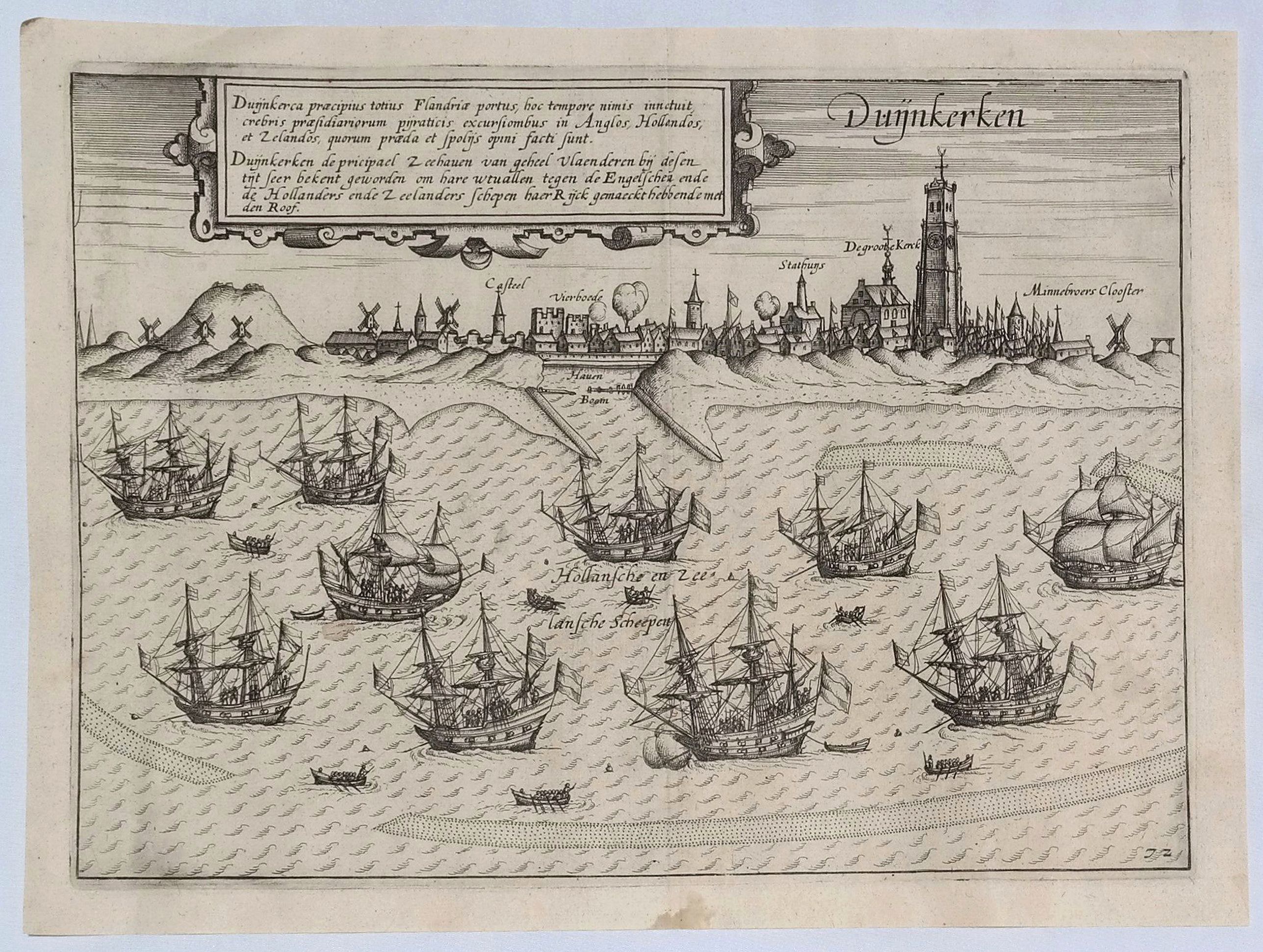 GUICCIARDINI, L., Duijkkerken Praecipus Totius Flandriae., antique map, old maps