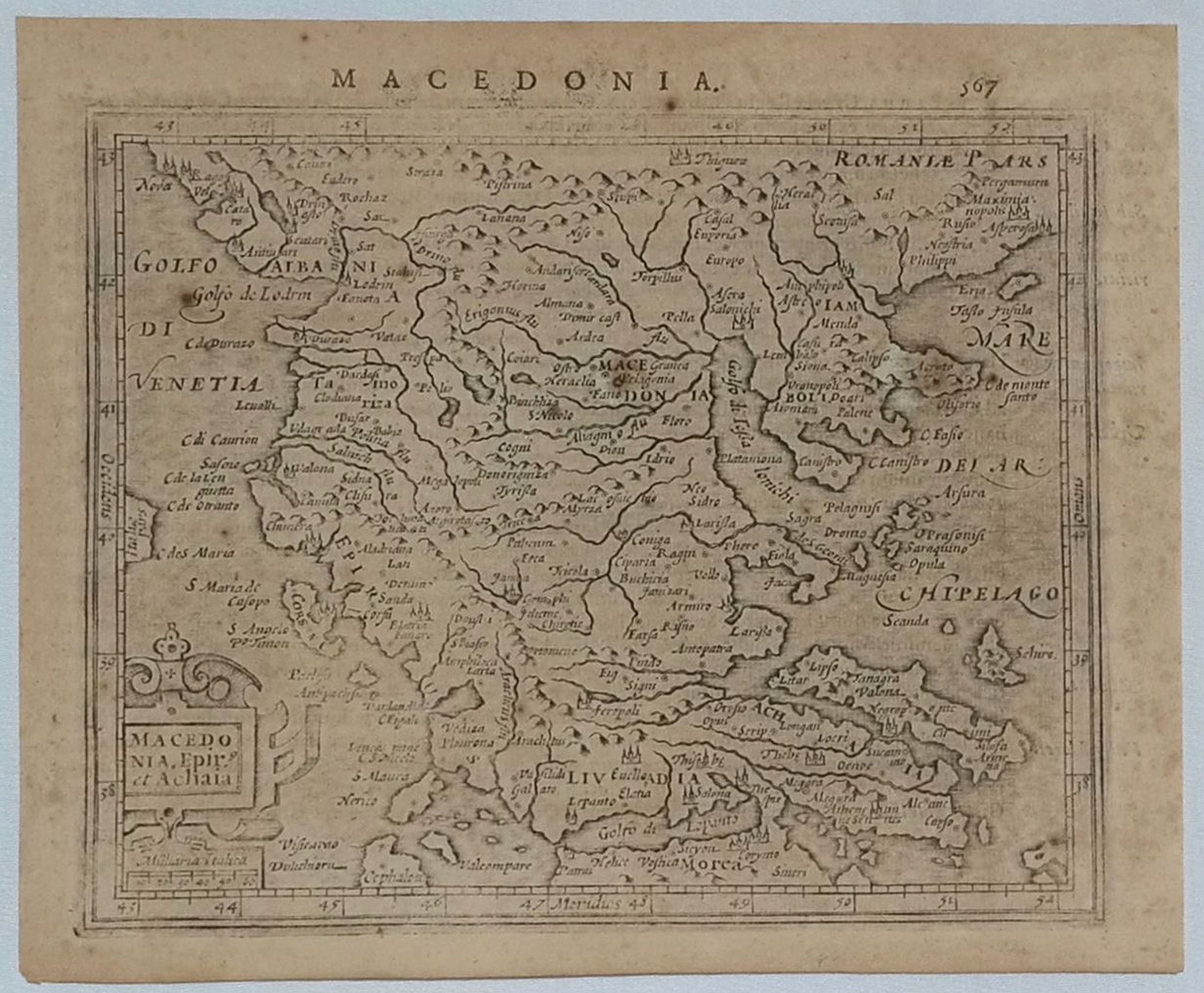 MERCATOR, G. / HONDIUS, J., Macedonia, Epirus et Achaia., antique map, old maps