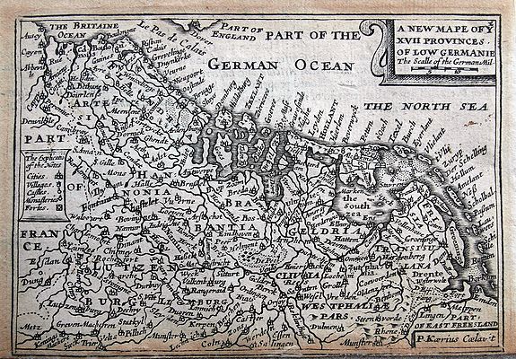 KEERE, P. van den, A New Mape of Ye XVII Provinces of Low Germanie., antique map, old maps