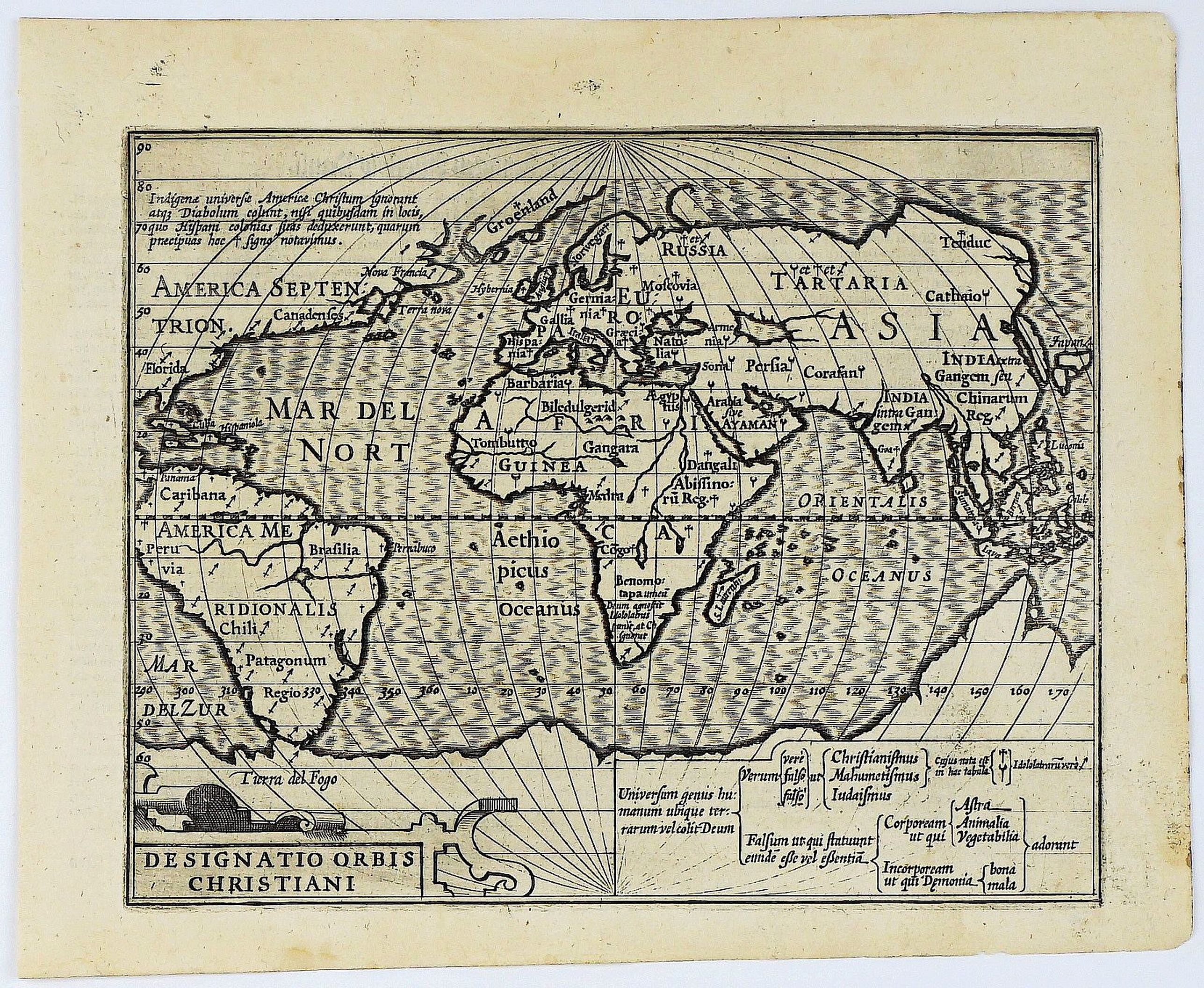 MERCATOR, G., Designatio Orbis Christiani., antique map, old maps
