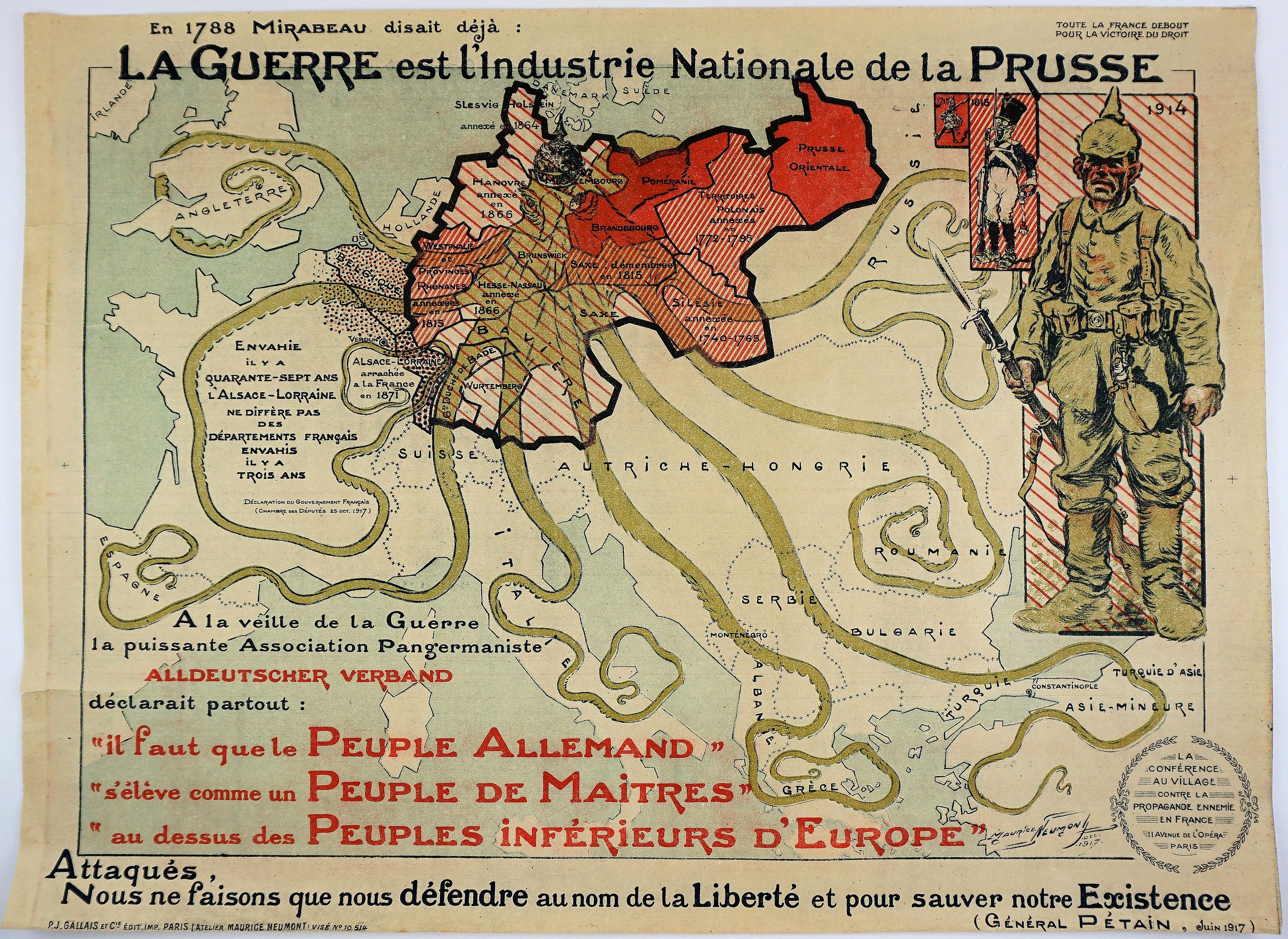 NEUMONT, M. L. H., La Guerre est L’Industrie Nationale de la Prusse., antique map, old maps
