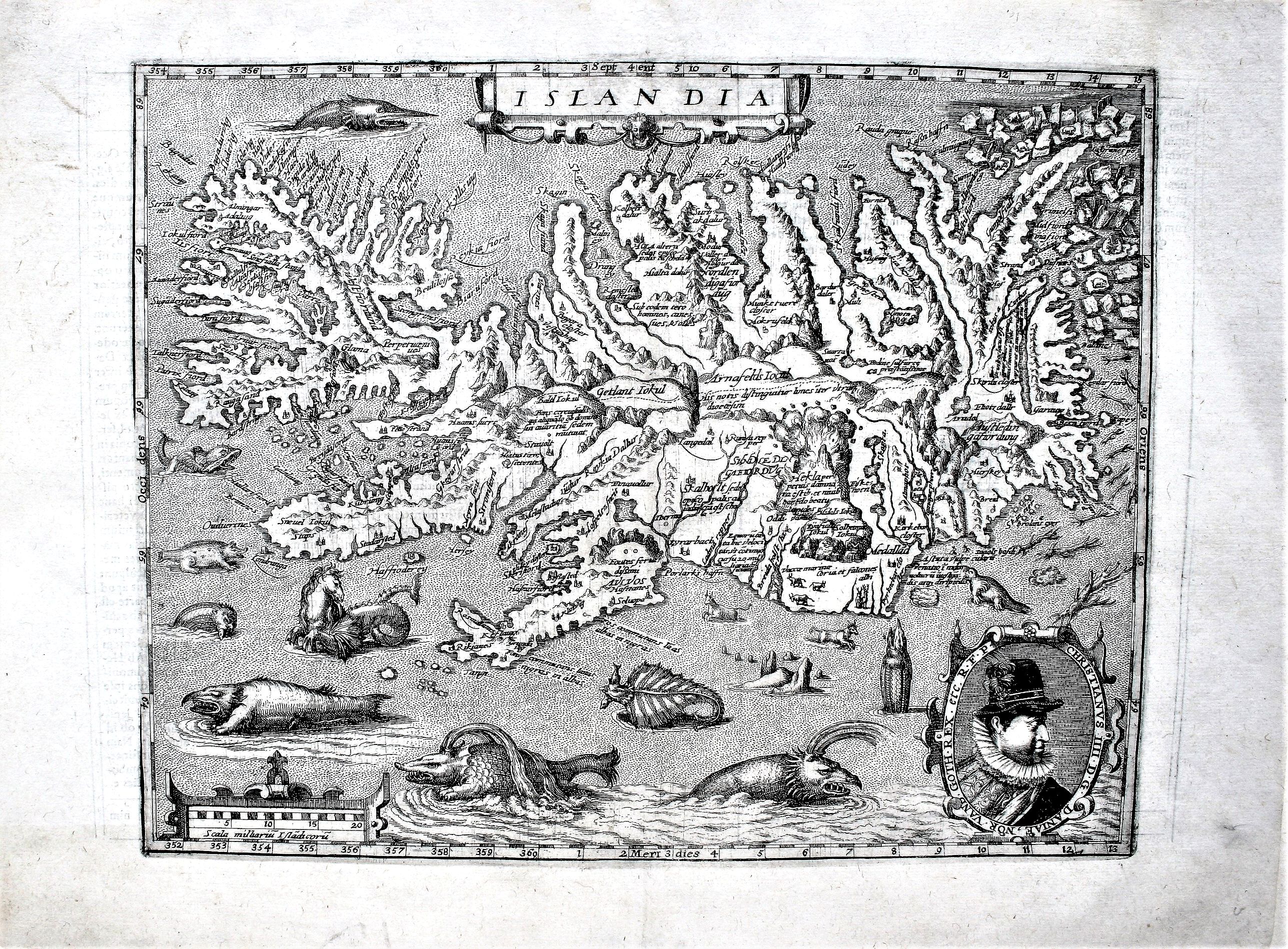 QUAD, M., Islandia., antique map, old maps