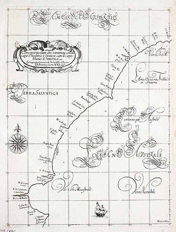 DUDLEY, Robert., Carta particolare d'Argentina che comincia con il capo S. Andrea e¨ finisce con il capo Matas d'America., antique map, old maps
