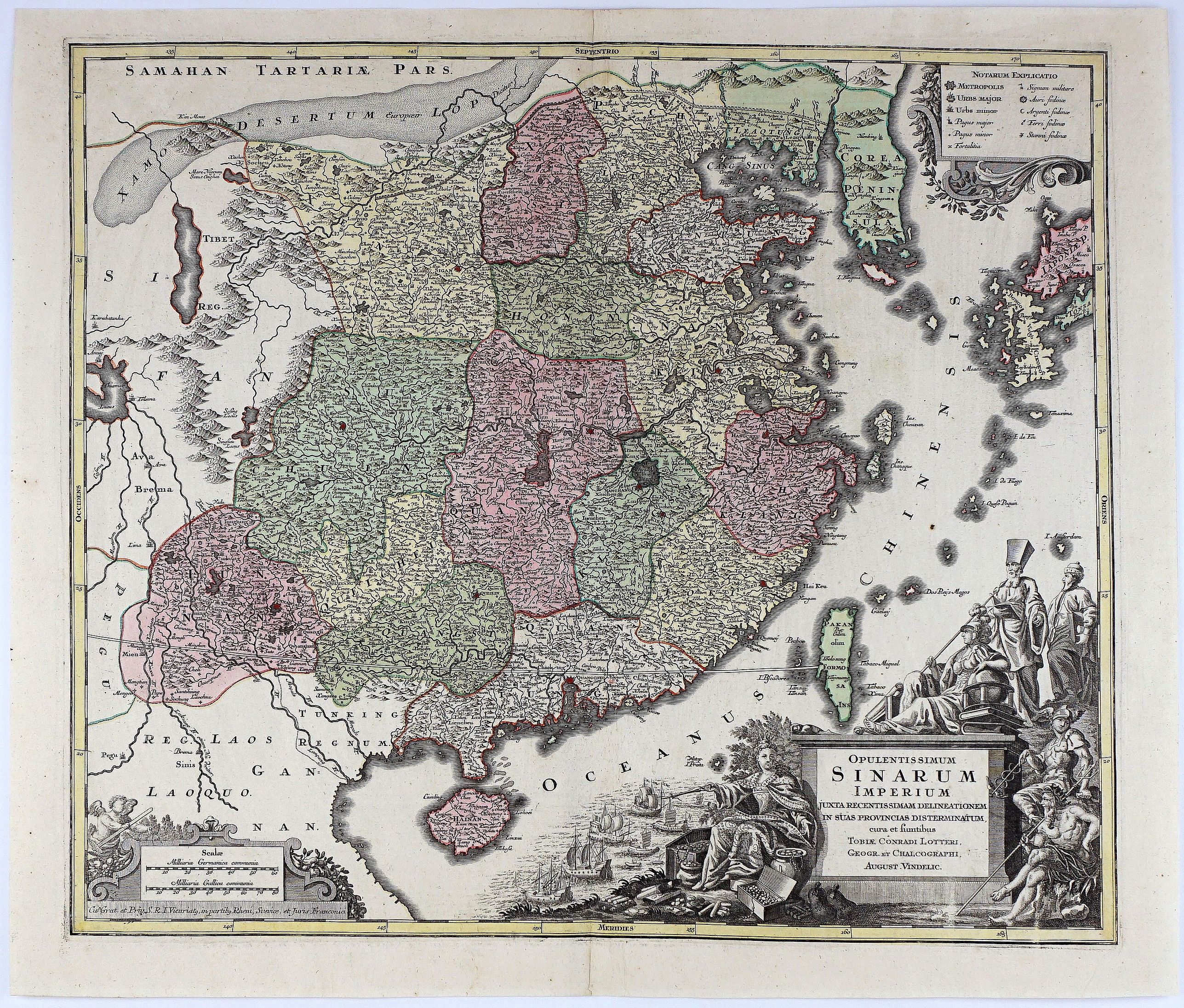 LOTTER, T.C., Opulentissimum Sinarum Imperium Juxta Recentissimam Delineationem In Suas Provincias Disterminatarum, cura et sumptibus . . ., antique map, old maps