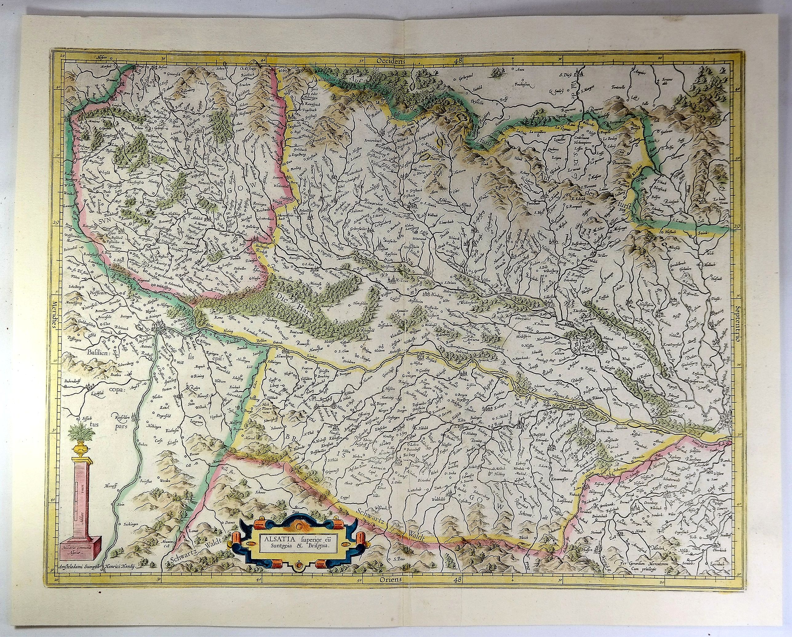MERCATOR / HONDIUS., Alsatia Superior., antique map, old maps