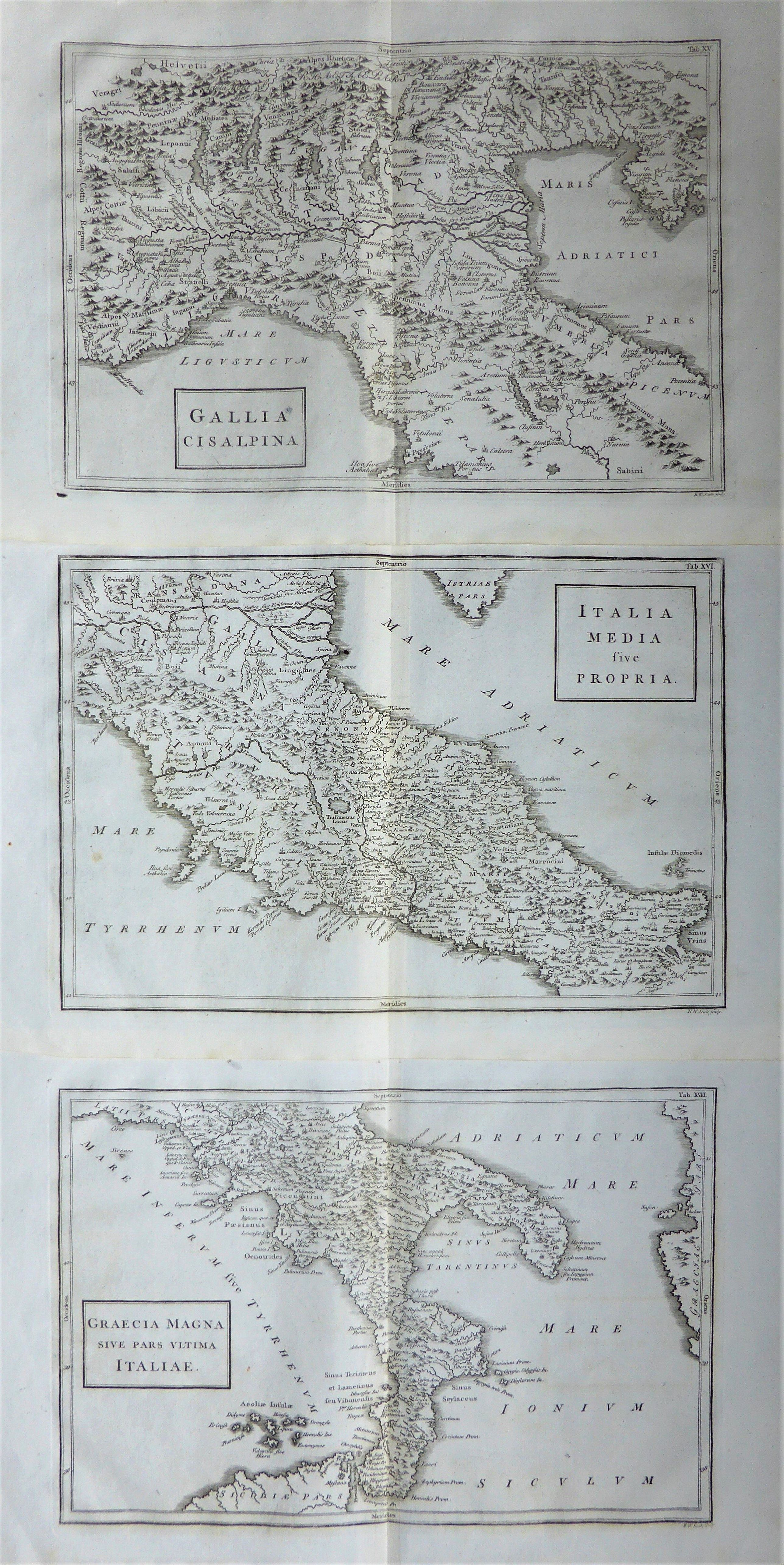 CELLARIUS, Christoph., Gallia Cisalpina - Italia Media five Propria - Graecia Magna sive pars Ultima Italiae., antique map, old maps