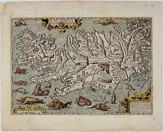 ORTELIUS, A., Islandia., antique map, old maps