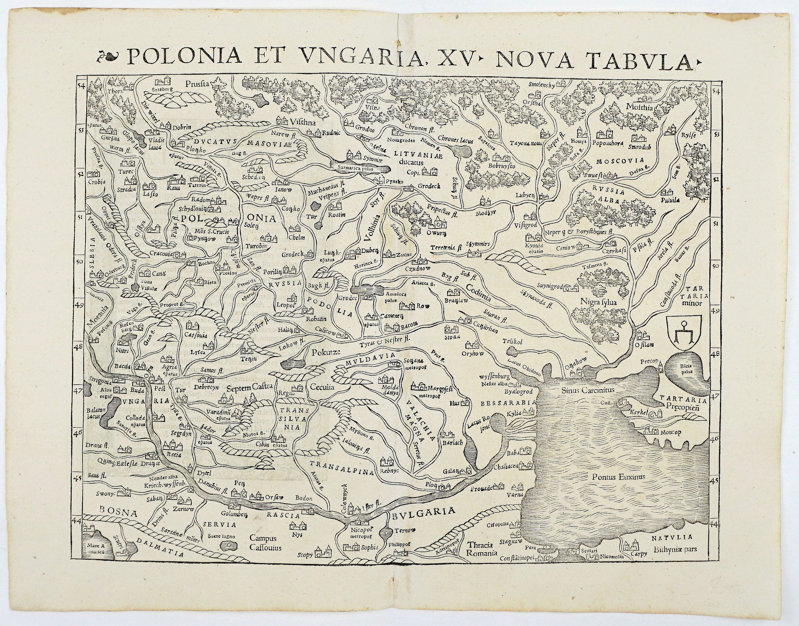 MÜNSTER, S., Polonia Et Ungaria XV Nova Tabula., antique map, old maps