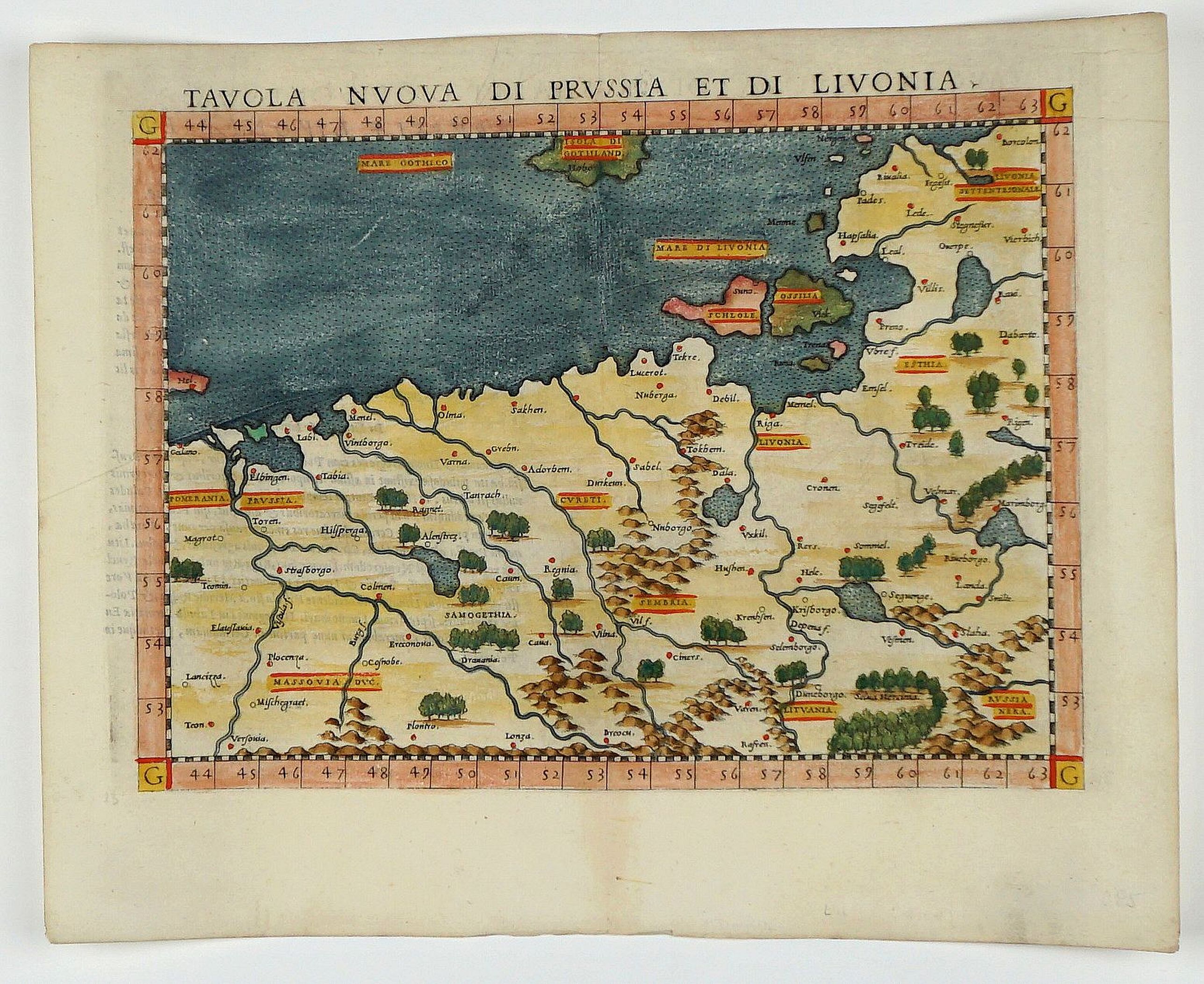 RUSCELLI, G., Tavola nuova Prussia et di Livonia., antique map, old maps