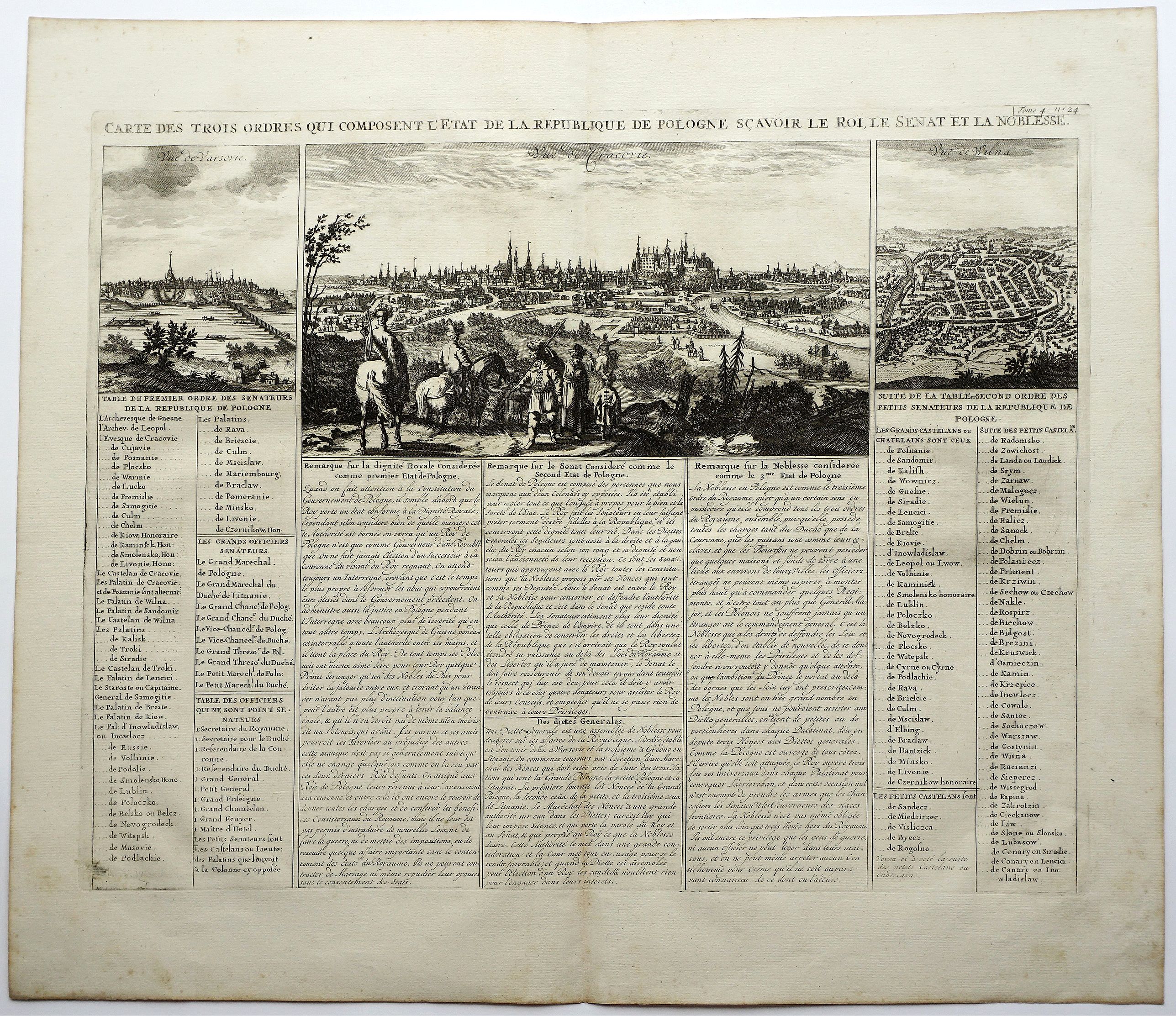 CHATELAIN, H., Carte Des Trois Ordres Qui Composent L’Etat De La Republique De Pologne Scavoir Le Roi, Le Senat Et La Noblesse., antique map, old maps