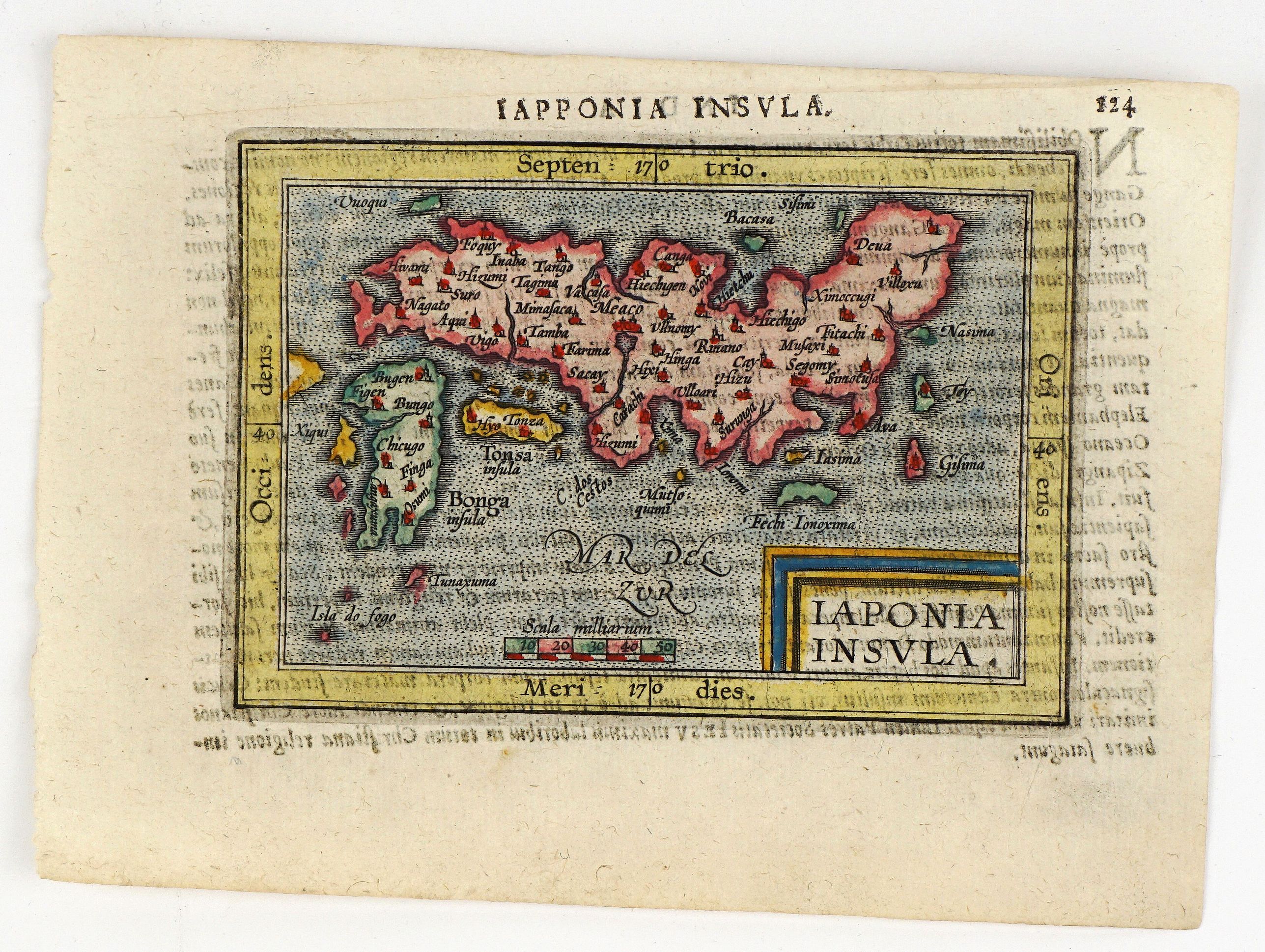 ORTELIUS, A., Iaponia Insula., antique map, old maps