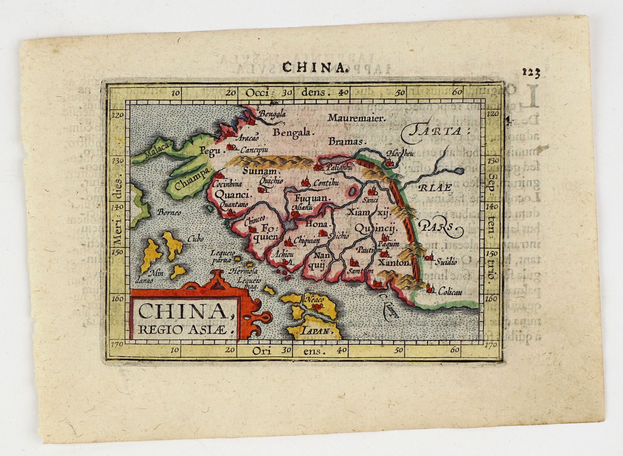 ORTELIUS, A., China, regio Asiae., antique map, old maps