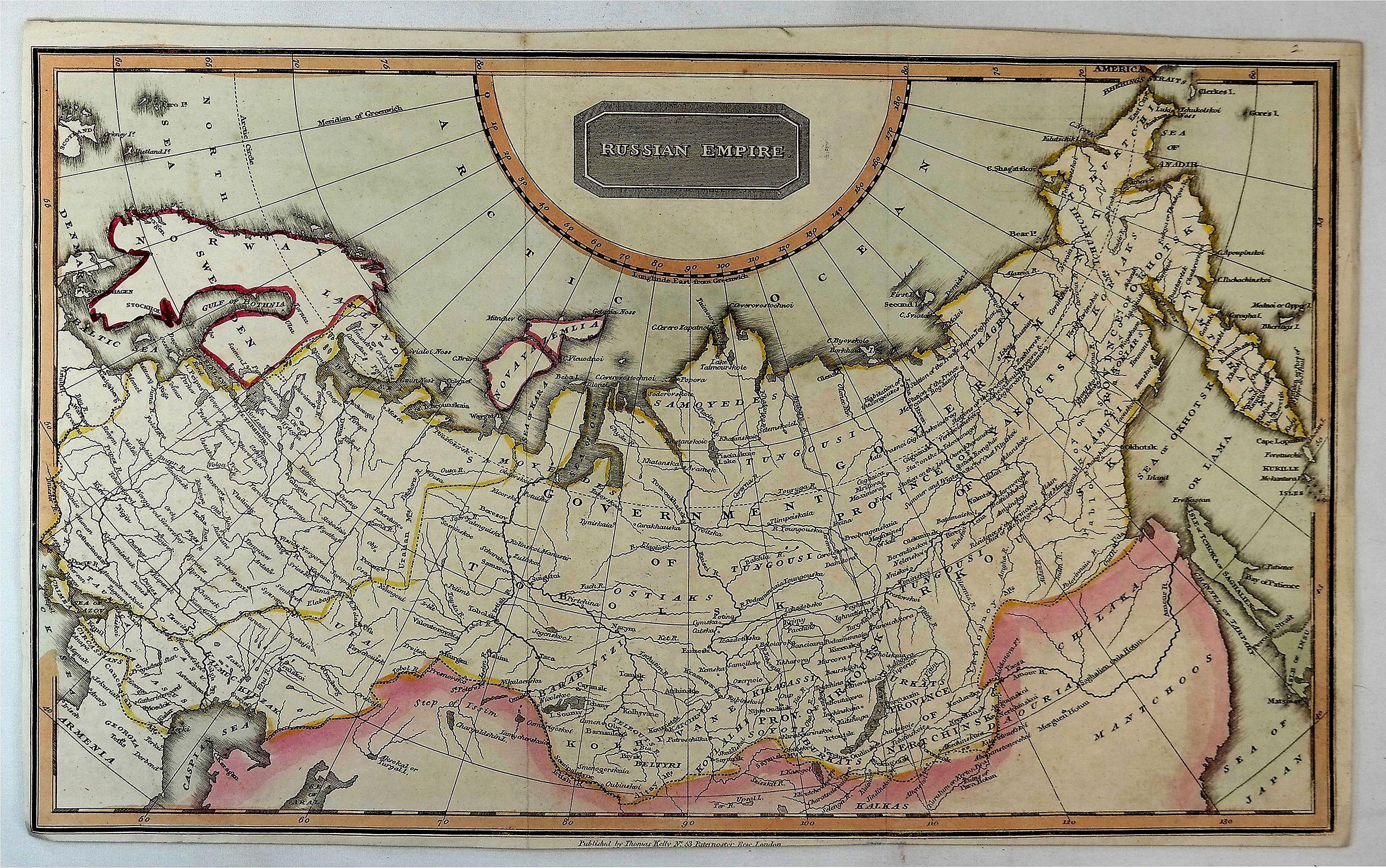 KELLY, T., Russian Empire., antique map, old maps