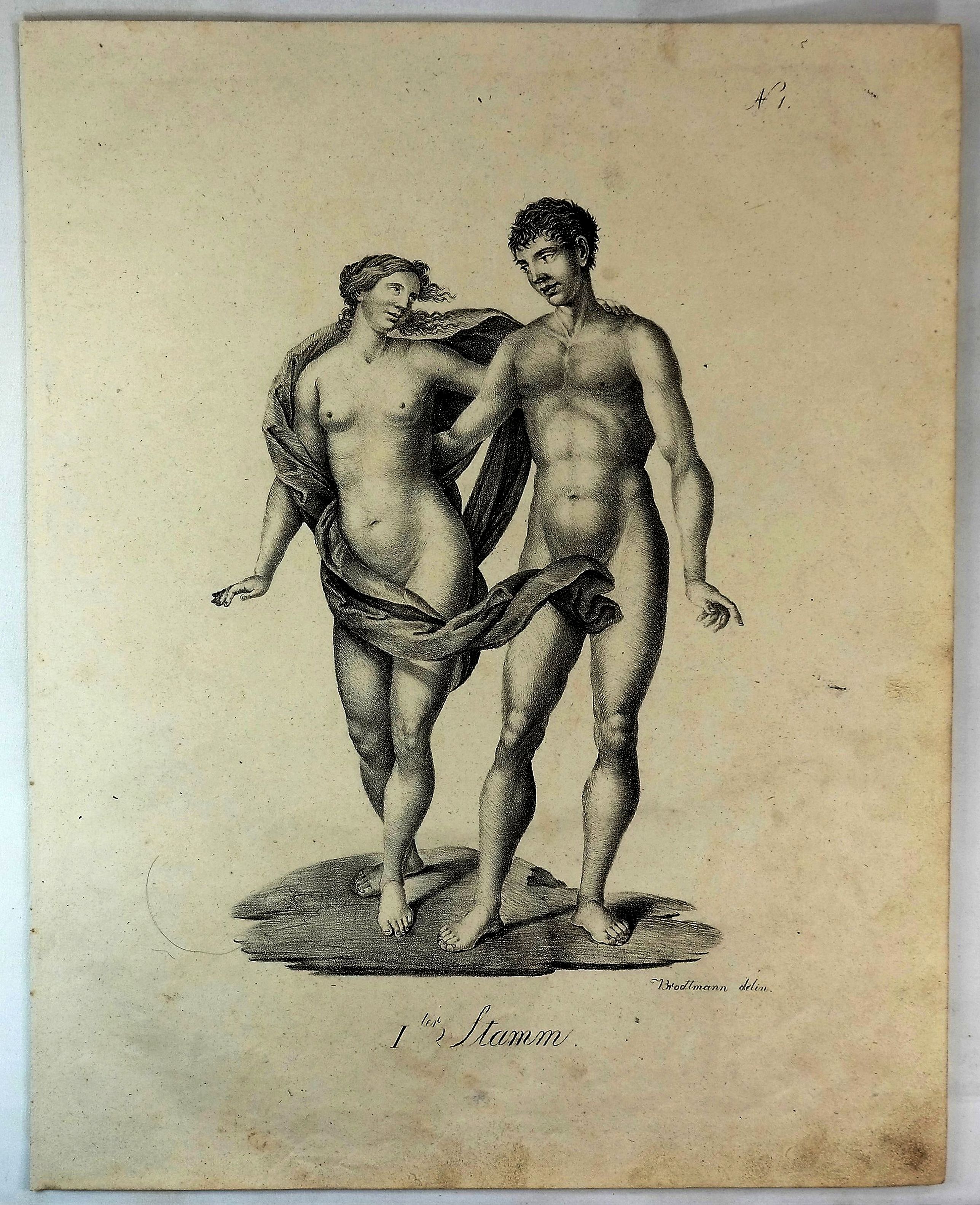 BRODTMANN, J., Adam & Eve (1 ter Stamm)., antique map, old maps