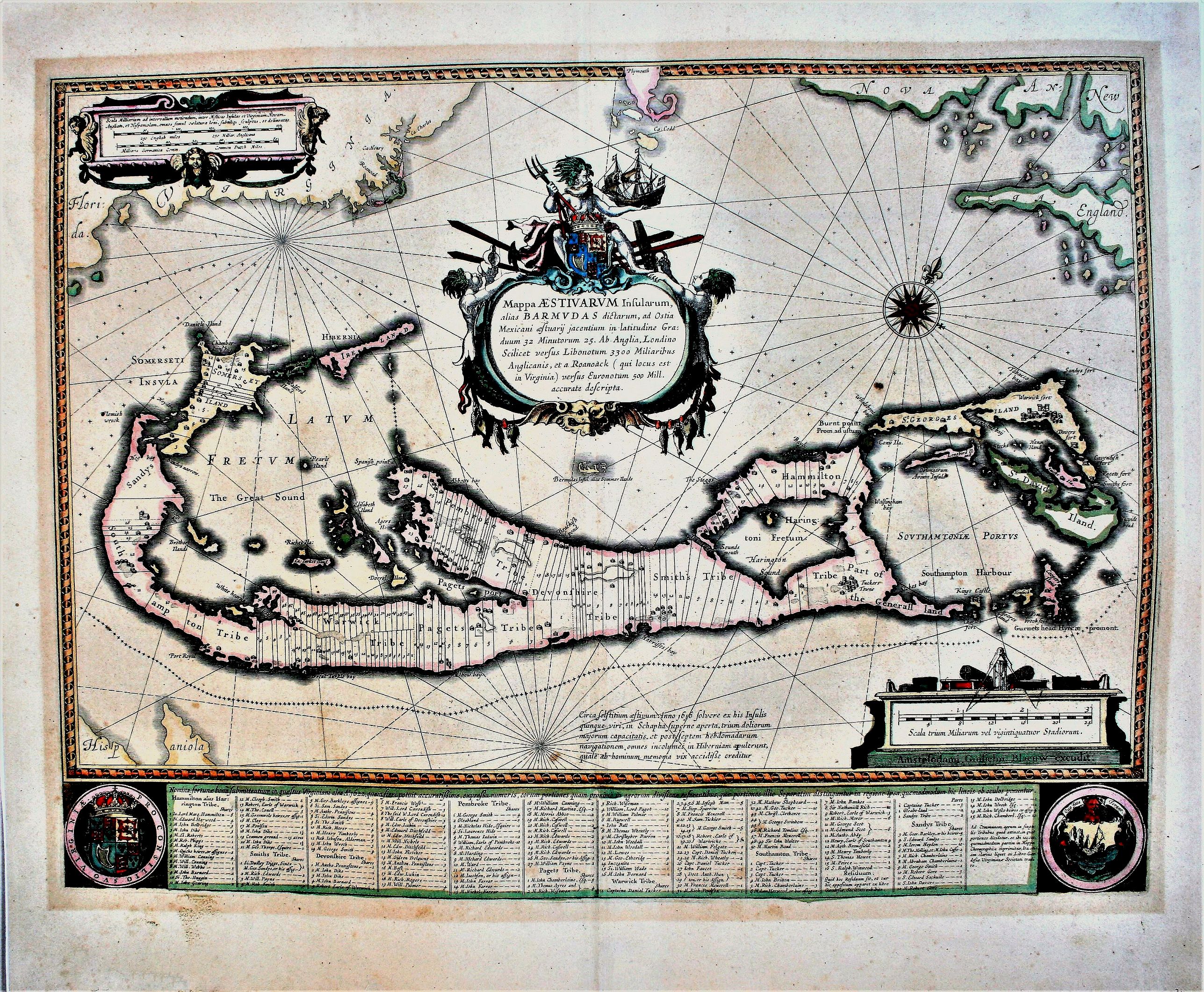 BLAEU, W., Mappa Aestivarum Insularum alias Barmudas., antique map, old maps