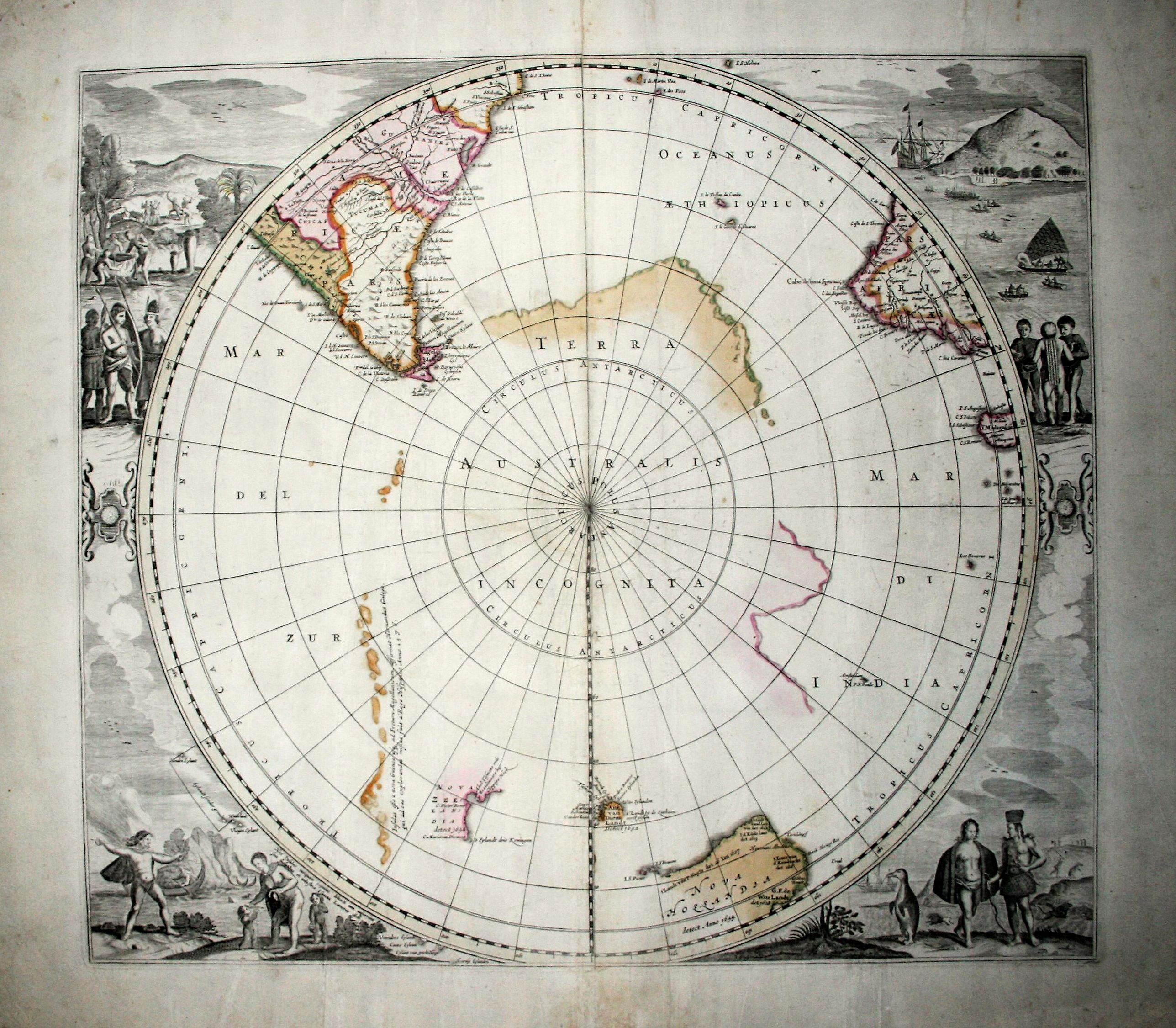 DE WIT, F., Polus Antarcticus (rare IV State)., antique map, old maps