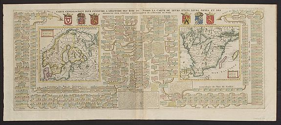 CHATELAIN, H.A, Carte Genealogique pour conduire a l´Histoire des Rois du Nord la carte de Leurs etats, leurs armes et des remarques pour conduire a l‘intelligence de l‘ Histoire du Nord, antique map, old maps