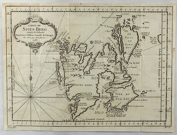 BELLIN, J., Carte de Spits-Berg Suivant les Hollandois., antique map, old maps