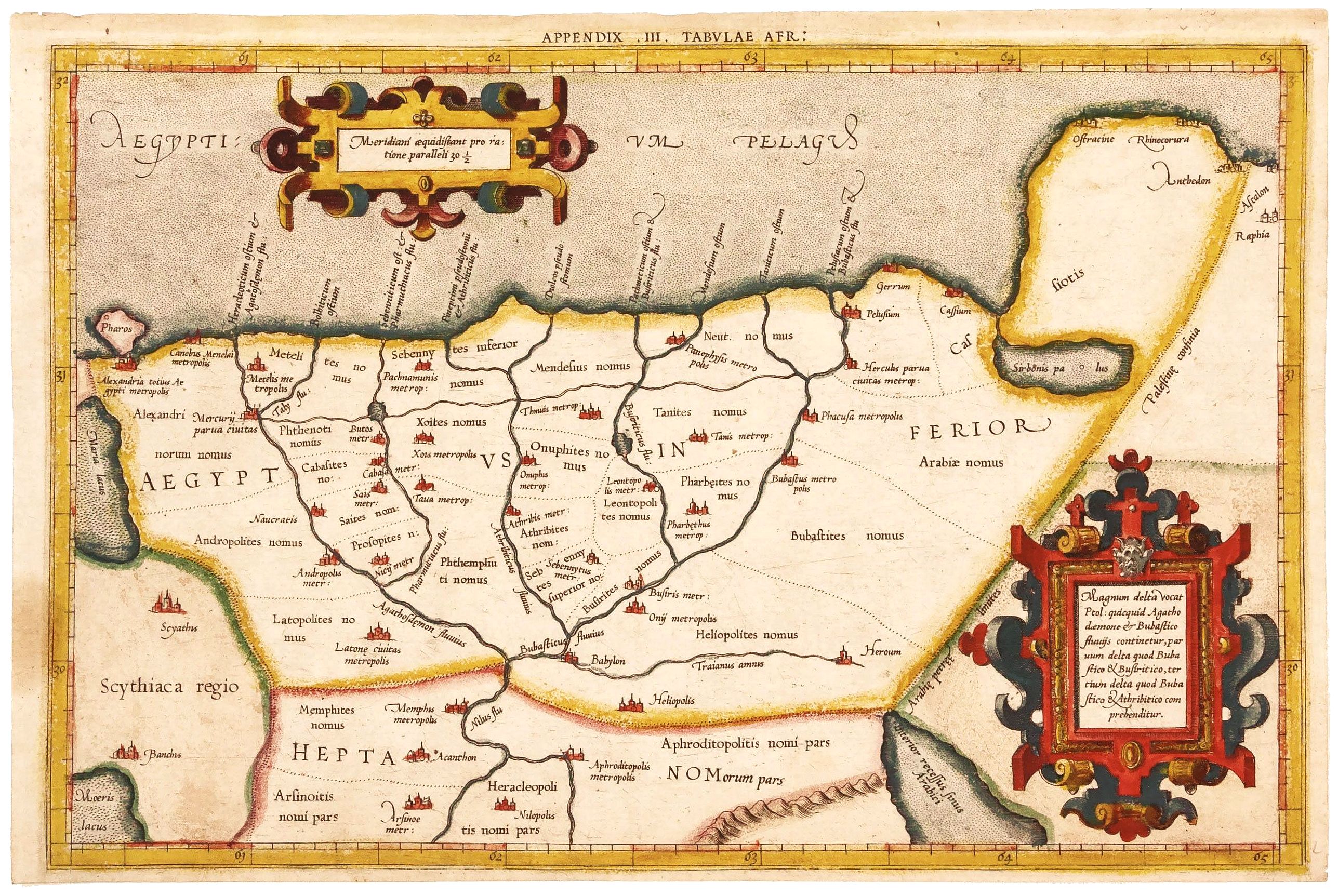 MERCATOR, G./ PTOLEMY, C., The Work of Two of History’s Greatest Geographers. Nile River Delta/ Egypt. Appendix. III. Tabulae Afr: , antique map, old maps