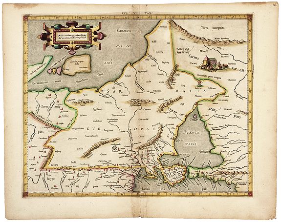 MERCATOR, G./ PTOLEMY, C., (From Mercator’s Definitive Edition of Ptolemy’s Geography: Crimea/Ukraine/Russia. Eur: VIII Tab:.), antique map, old maps