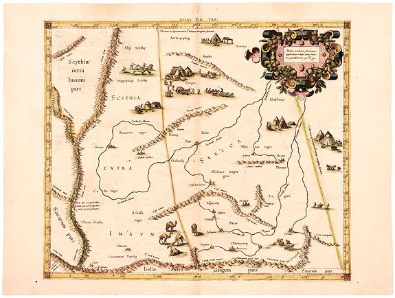MERCATOR, G./ PTOLEMY, C. , With Fine Illustrations of Nomadic Life. China/ Central Asia. Asiae VIII Tab: , antique map, old maps