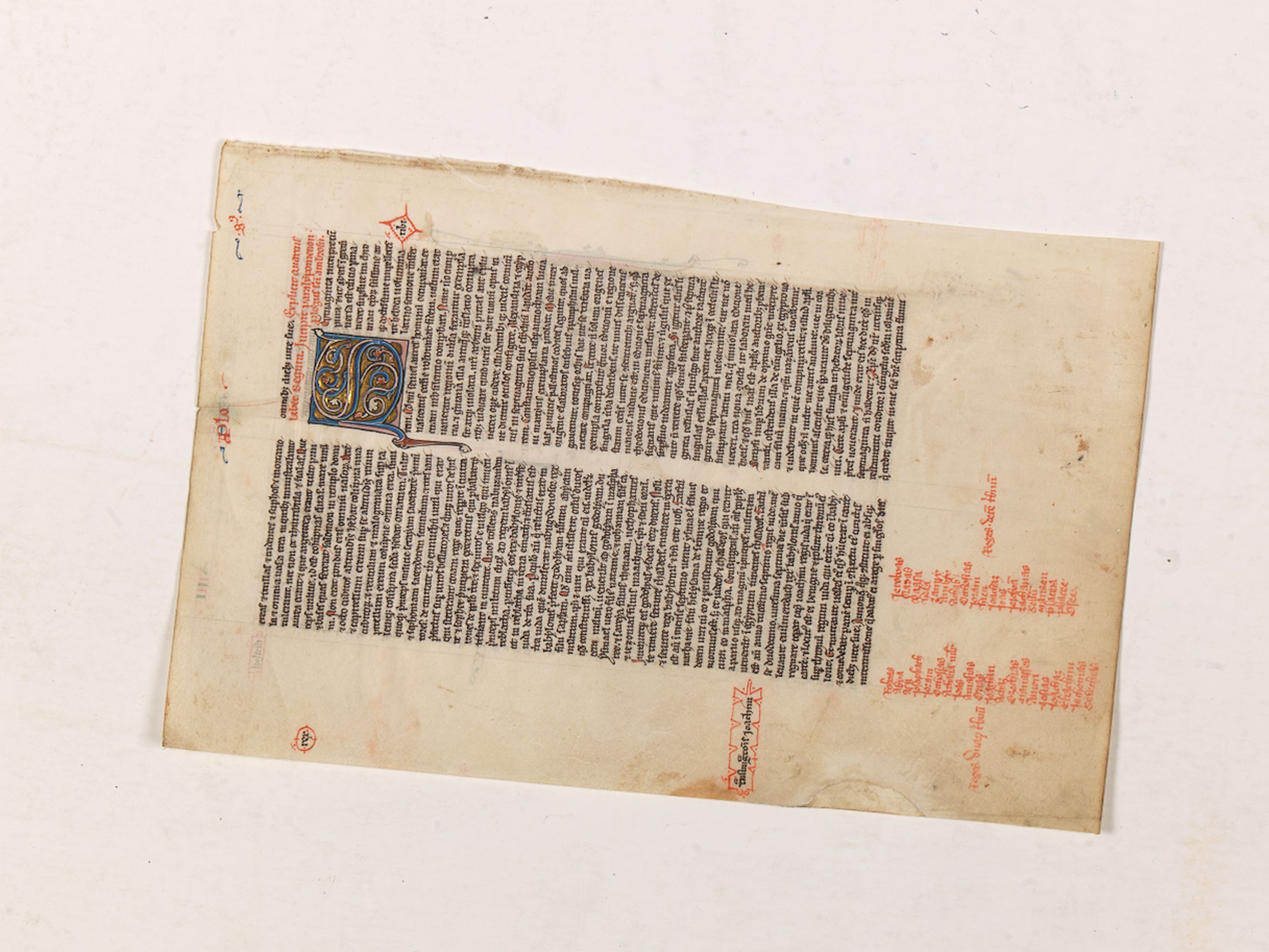BIBLE., 13th. century Bible leave., antique map, old maps