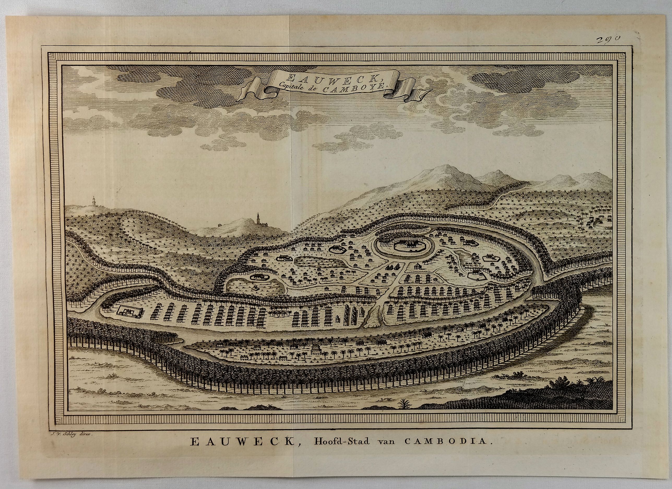 BELLIN, J., Eauweck Capitale de Camboye. , antique map, old maps