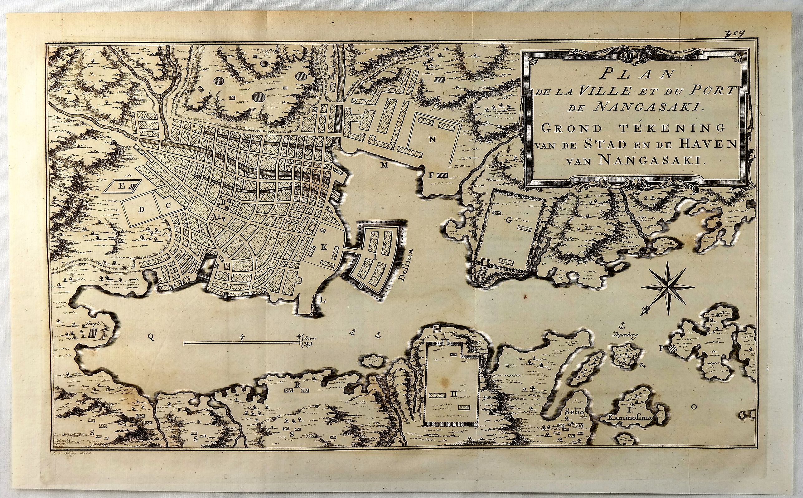 BELLIN, J., Plan de la Ville et du Port de Nangasaki., antique map, old maps