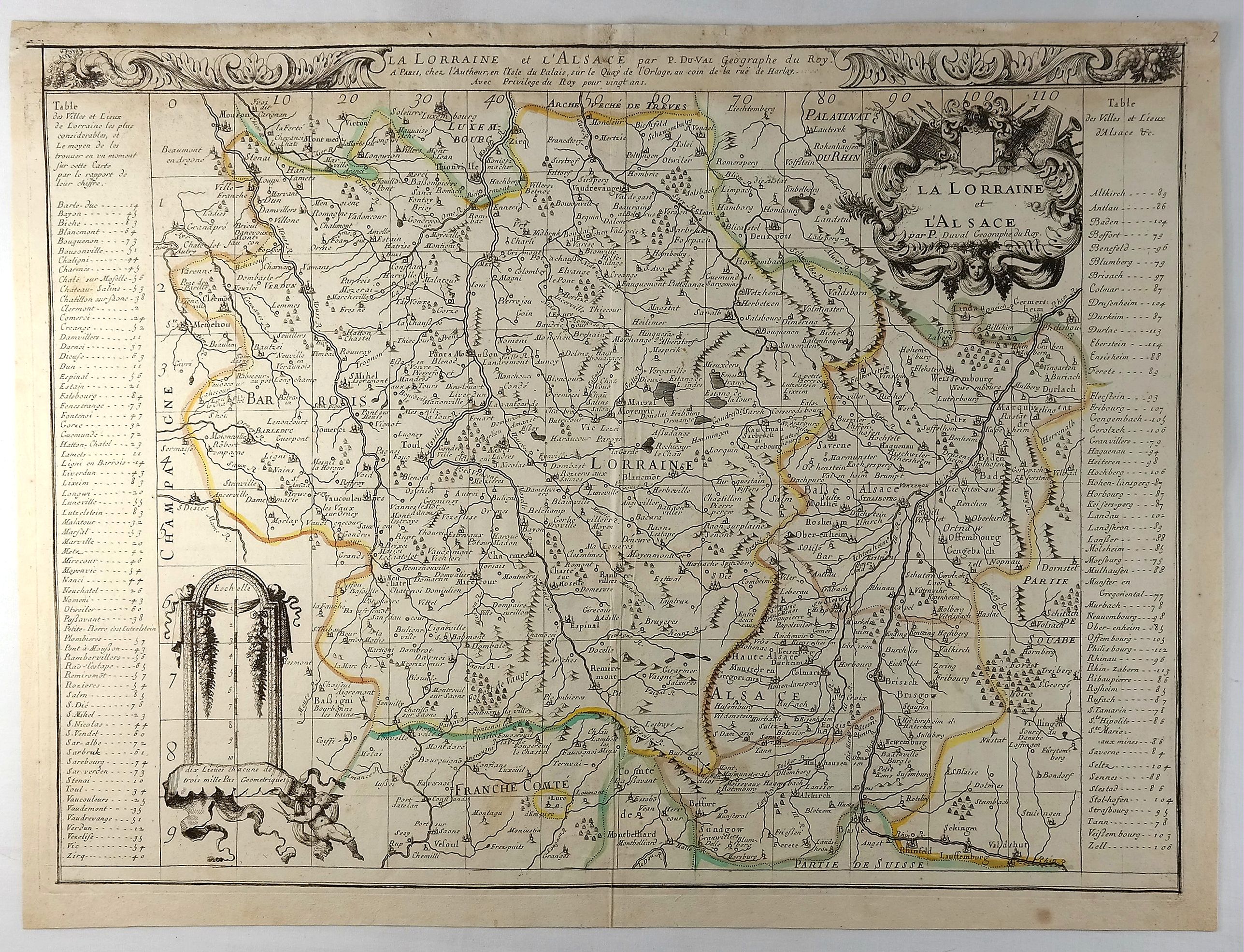 DUVAL, P., La Lorraine et l'Alsace., antique map, old maps