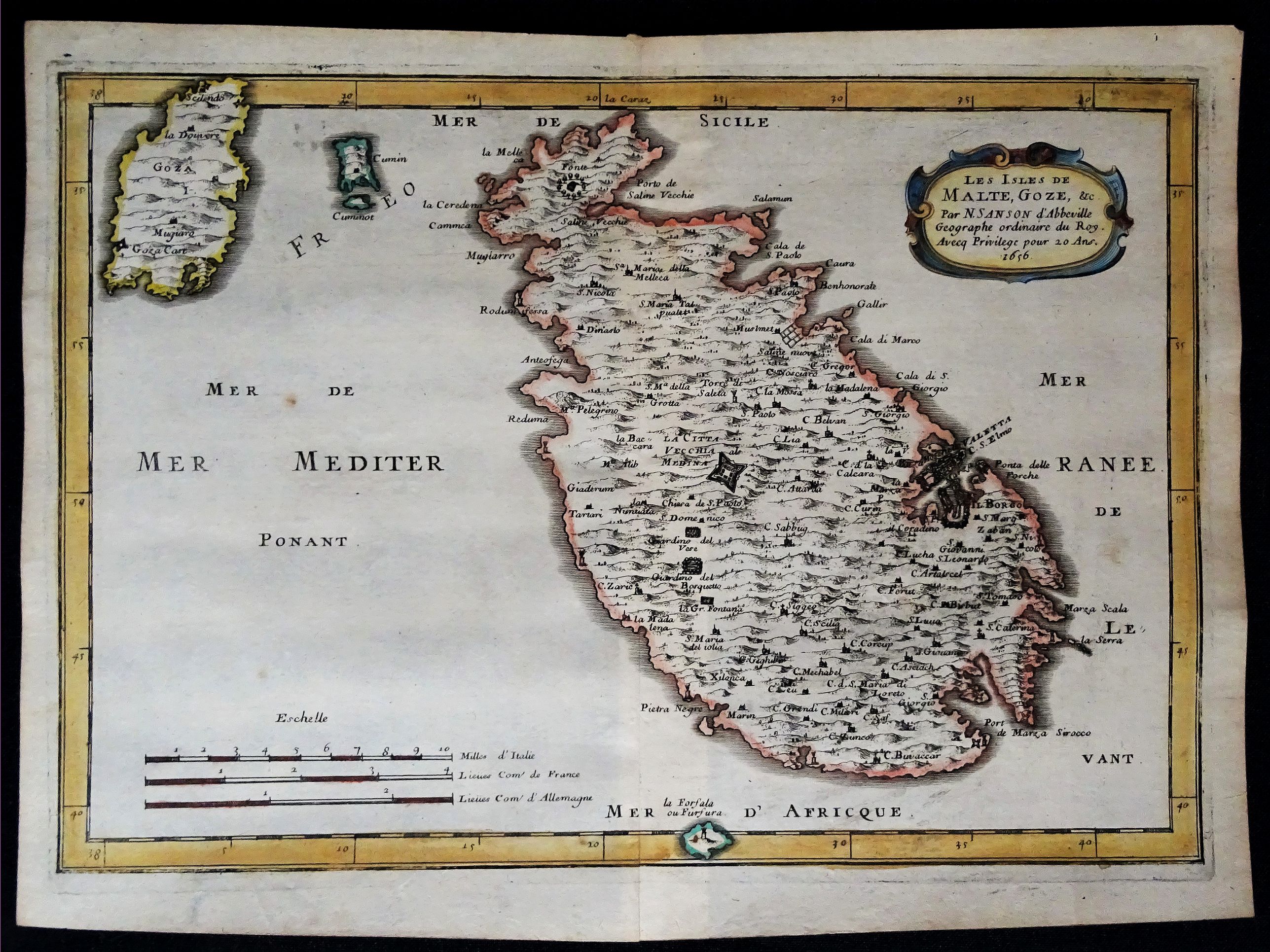 SANSON d´Abbeville, N., Les Isles de Malte, Goze. . ., antique map, old maps