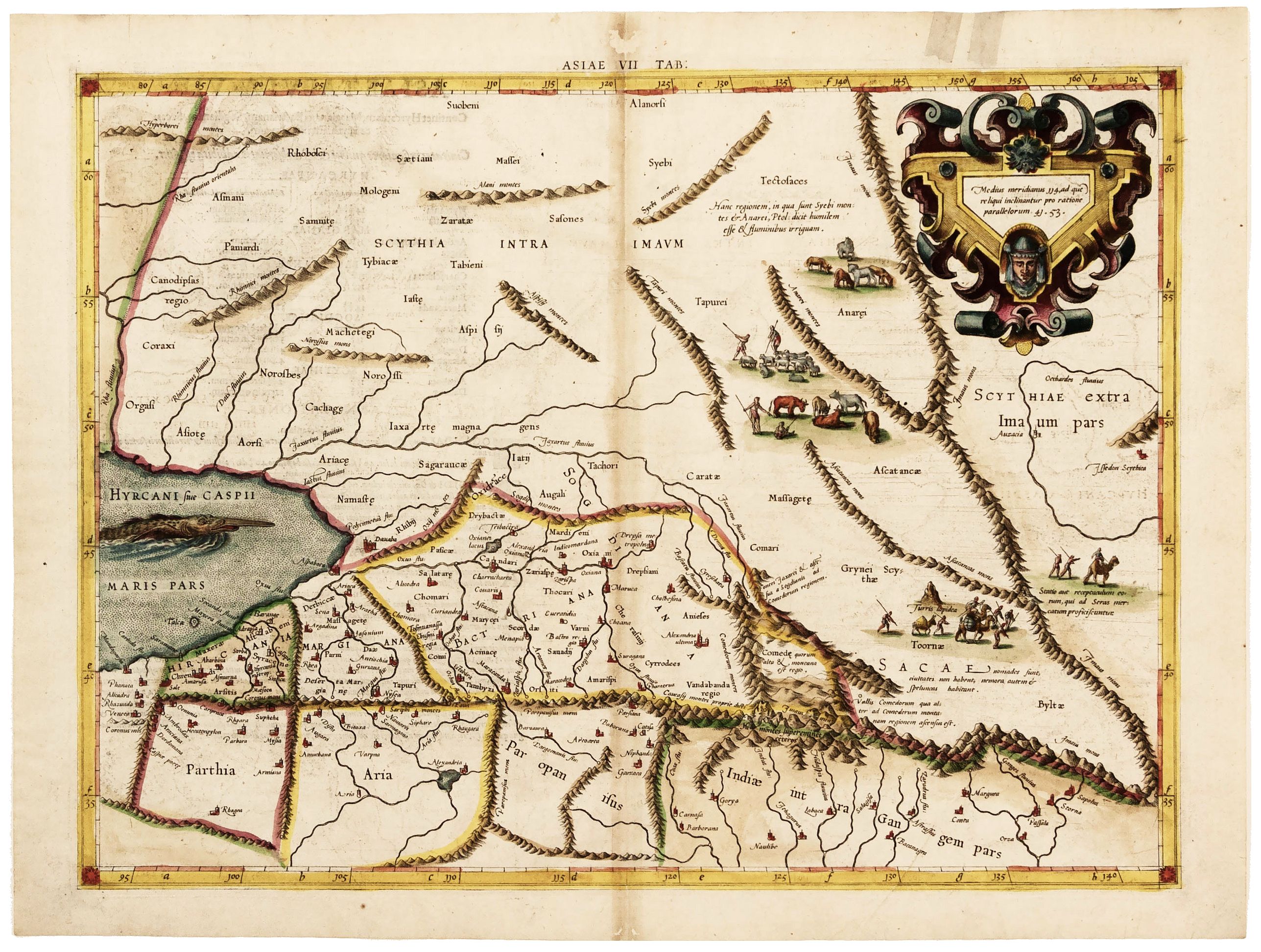 MERCATOR, G./ PTOLEMY, C., Kazachstan/ Uzbekistan/ Turkmenistan. Asiae VII Tab: , antique map, old maps